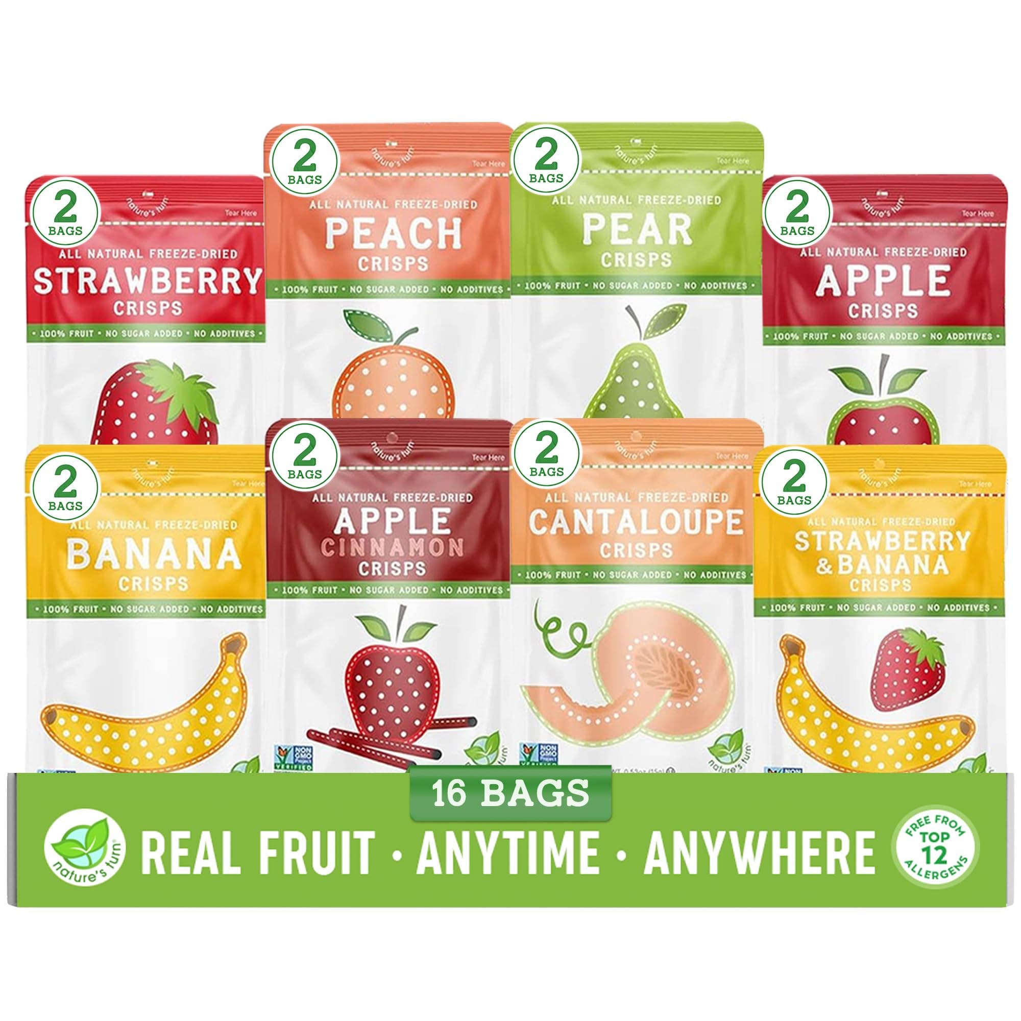 Freeze-Dried Fruit Snacks, Mega Variety Pack of 16 (0.53 Ounces Each)