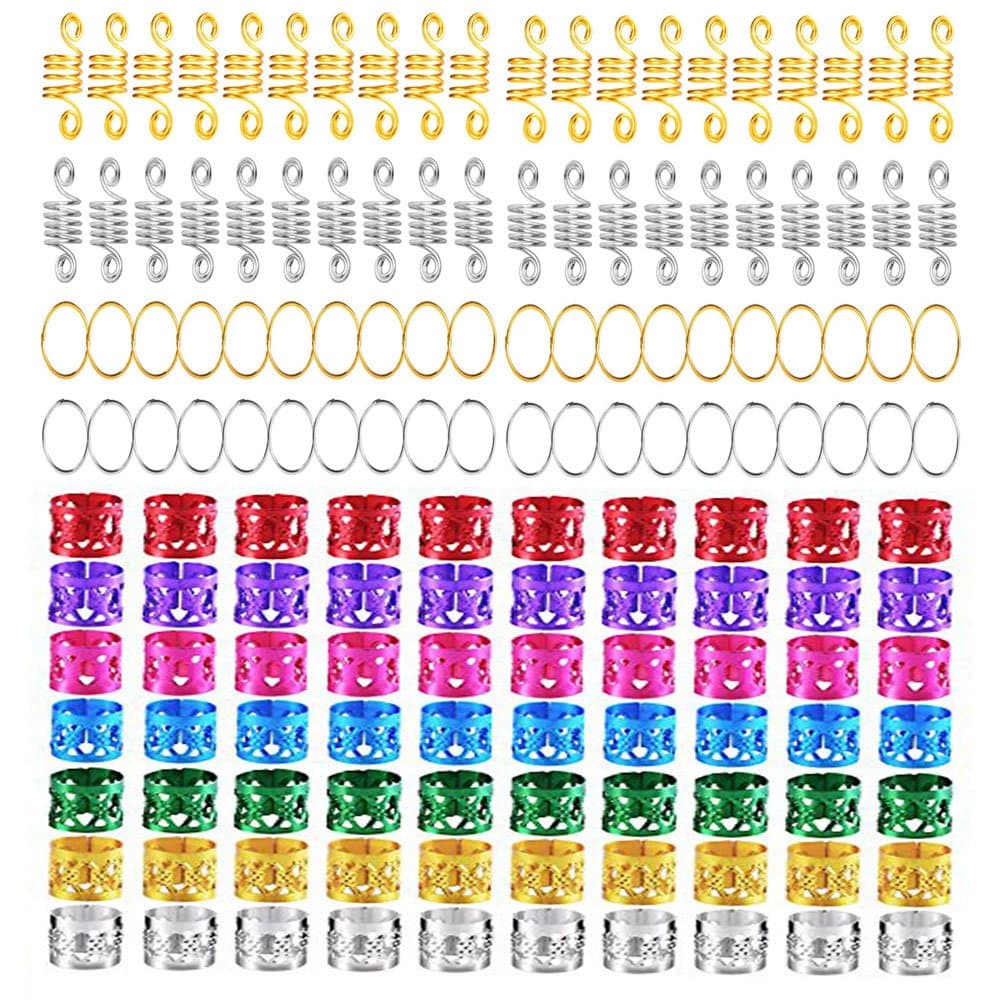 ASPEN BURG 150 Pieces Aluminum Hair Coil Dreadlocks Hair Braid Rings Dreadlocks Metal Hair Cuffs Hair Braiding Beads for Hair Accessory