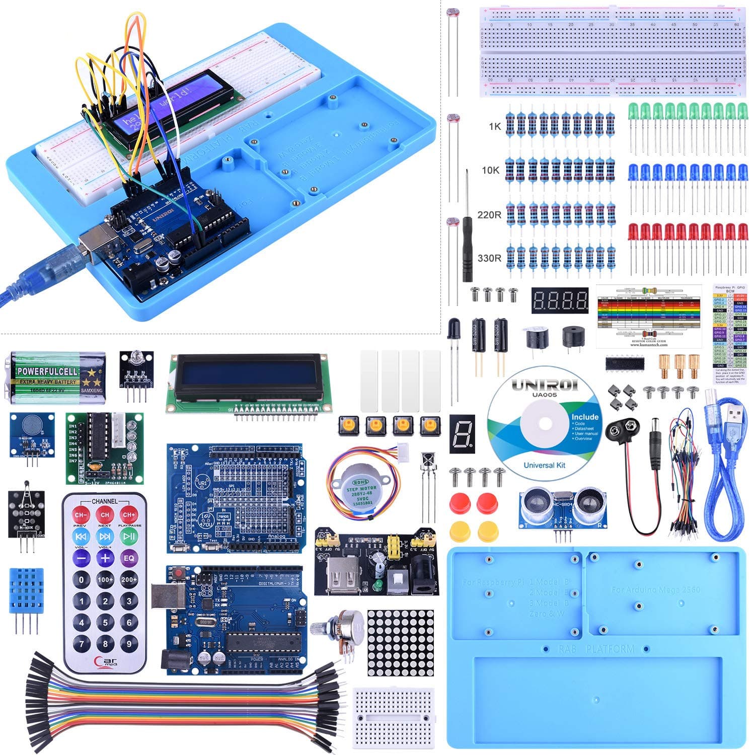 Ultimate Starter Kit, Upgraded Project Starter Kit for Robot Nano Breadbroad Kit with RAB holder, 260 Pages Free Tutorials