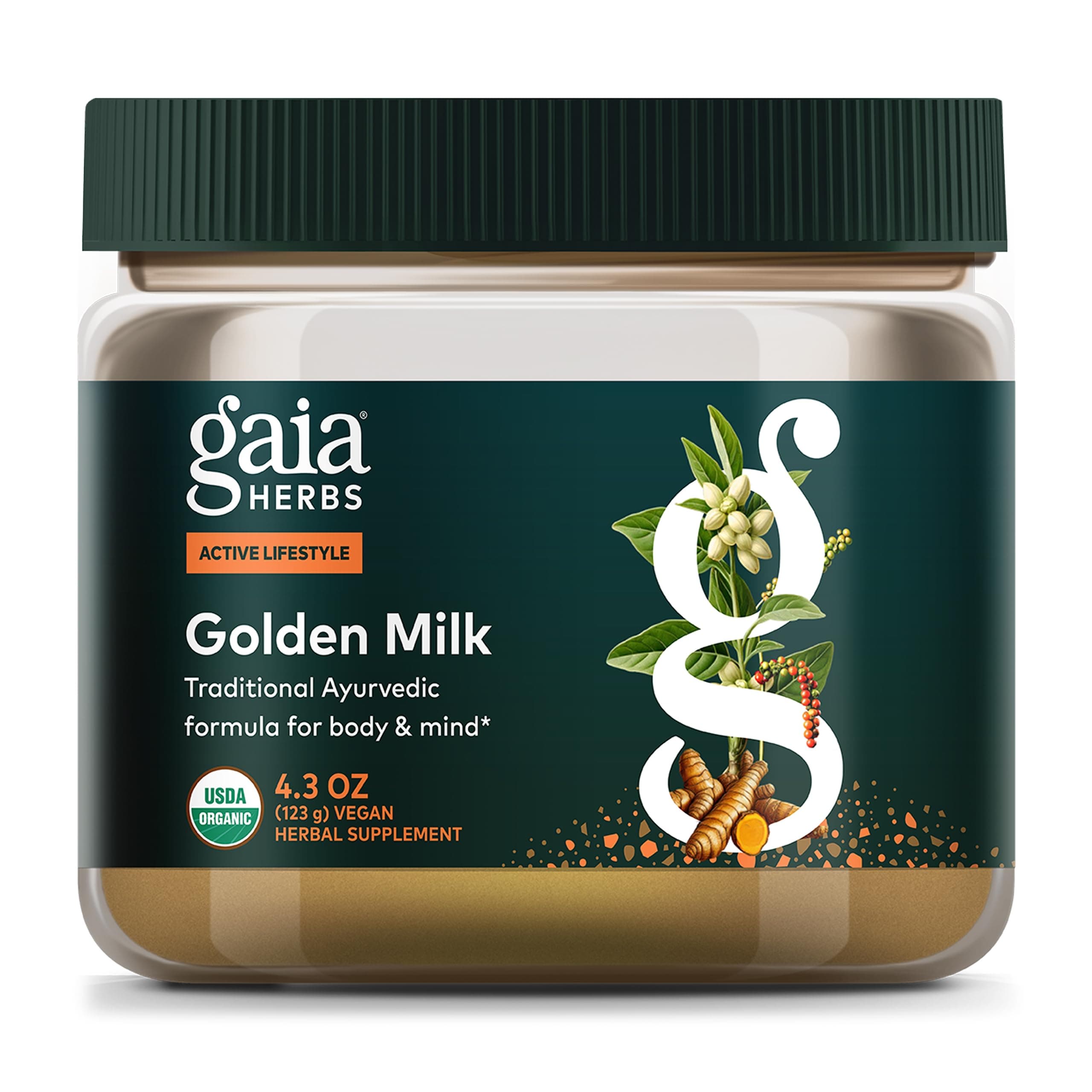 Golden Milk - Traditional Relaxation Support Supplement Powder with Organic Turmeric, Black Pepper, Ashwagandha, Cardamom & More for an Ayurvedic Cup of Calm* - 4.3 Oz (About 35 Servings)