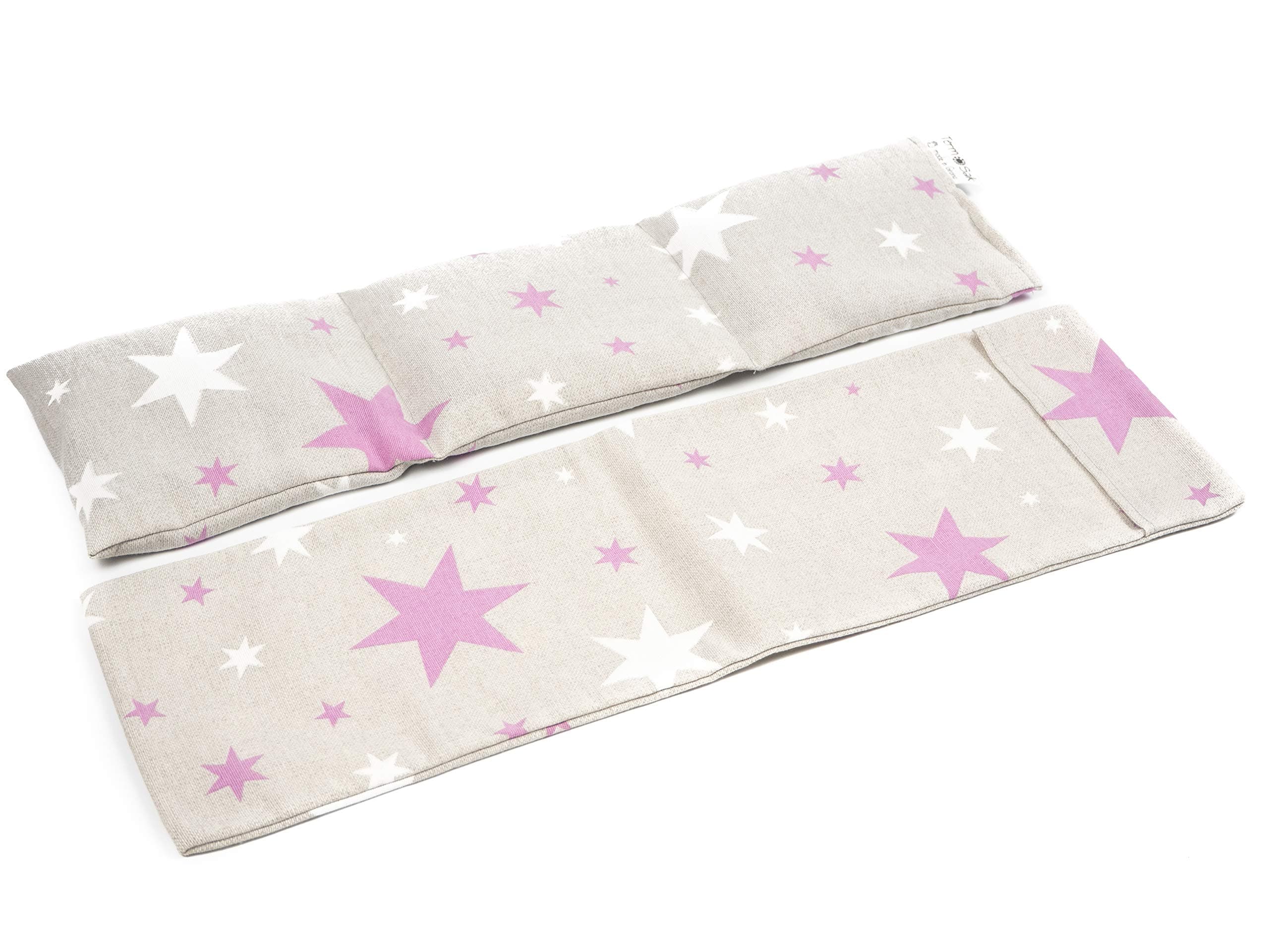 TERMOSAK 45x14 cm + Cover, Modulated Microwavable Heat Pads for Pain Relief, (hot-Cold) Heat Wrap with high Density Seeds and Lavender with Washable Cover of The Same Fabric (45x14 + Cover, Stars).