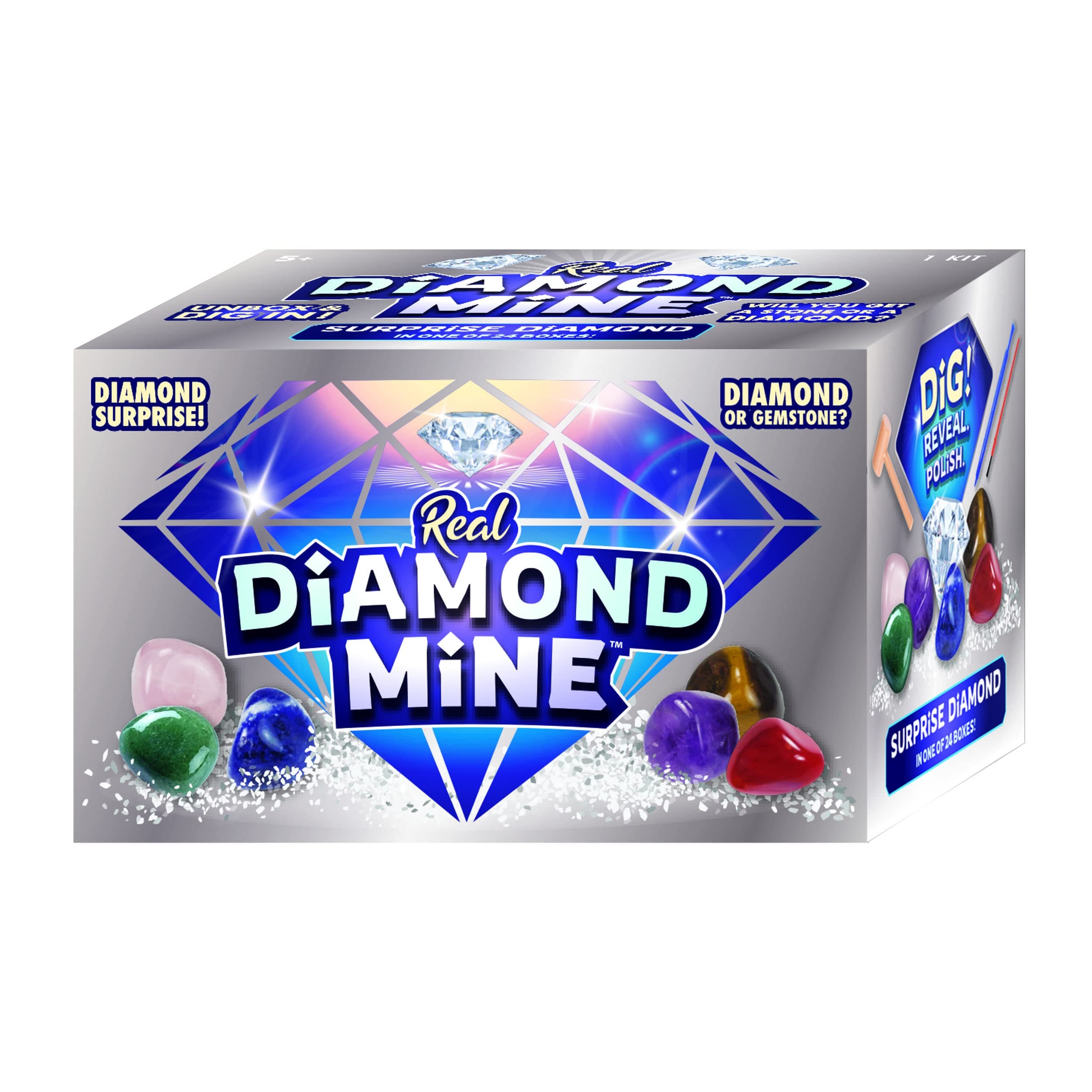 Real Diamond Mine Gemstone Dig Kit (2 Packs) Mystery Rock, Minerals, and Gems for Kids | Break Your Own Geodes and a Chance to Get 1 Real Diamond | Party Favors for Kids Goodie Bags. 4630-2s