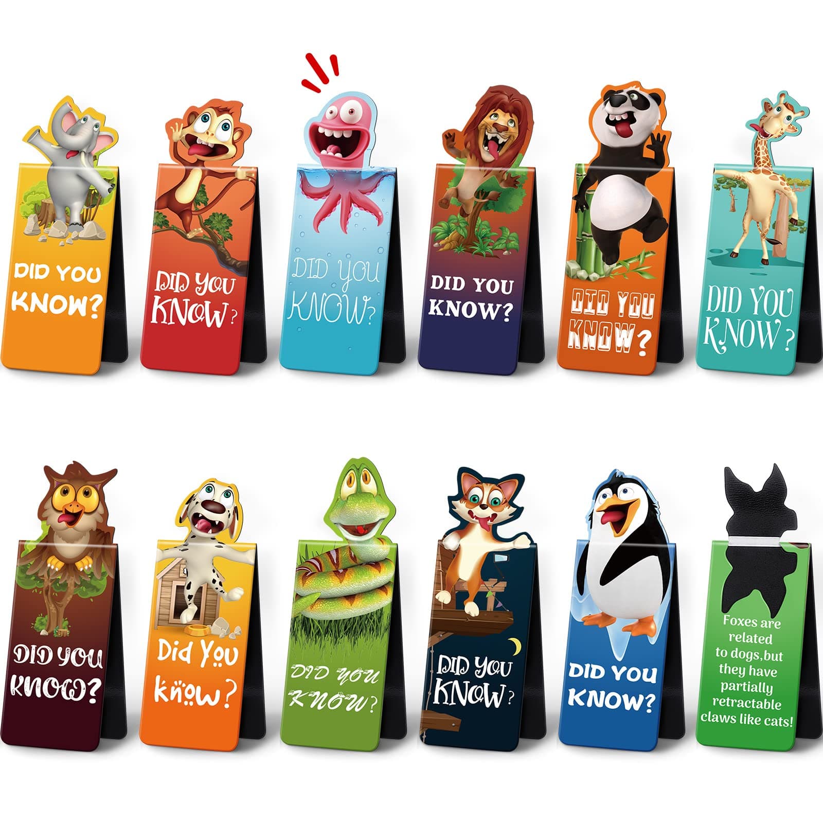Sepamoon 12 Pieces Magnetic Bookmarks Book Marks Cute Magnet Page Markers Page Clips Bookmark Funny Animal Magnetic Bookmarks for Students Teacher Reading Party Favor (Dinosaur Style)