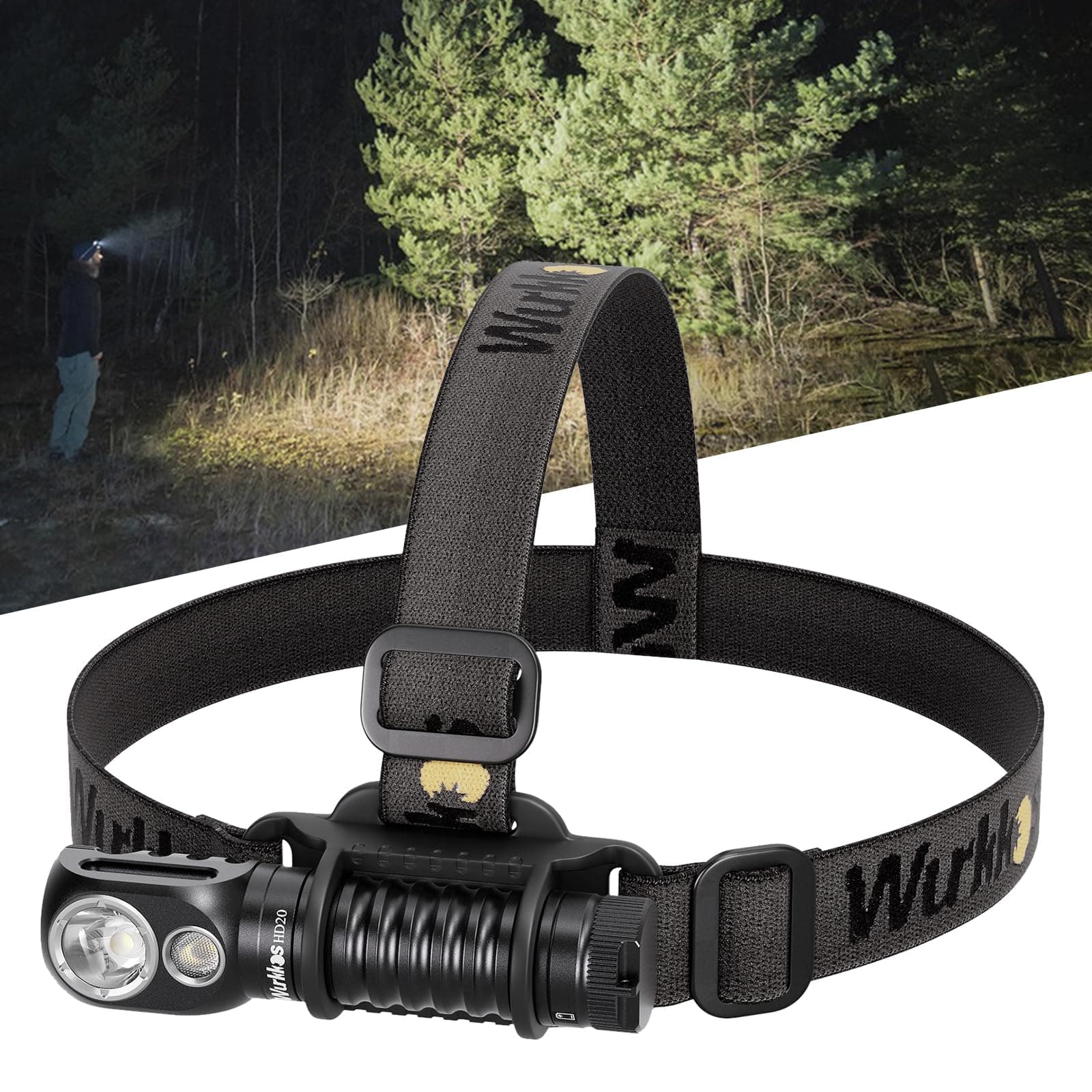 HD20 Headlamp Rechargeable, 2000 Lumen Super Bright Led Headlamp, 90 High CRI, Magnetic, Deep Clip Design, IP68 Waterproof Headlamp for Camping Hiking Running(Black)