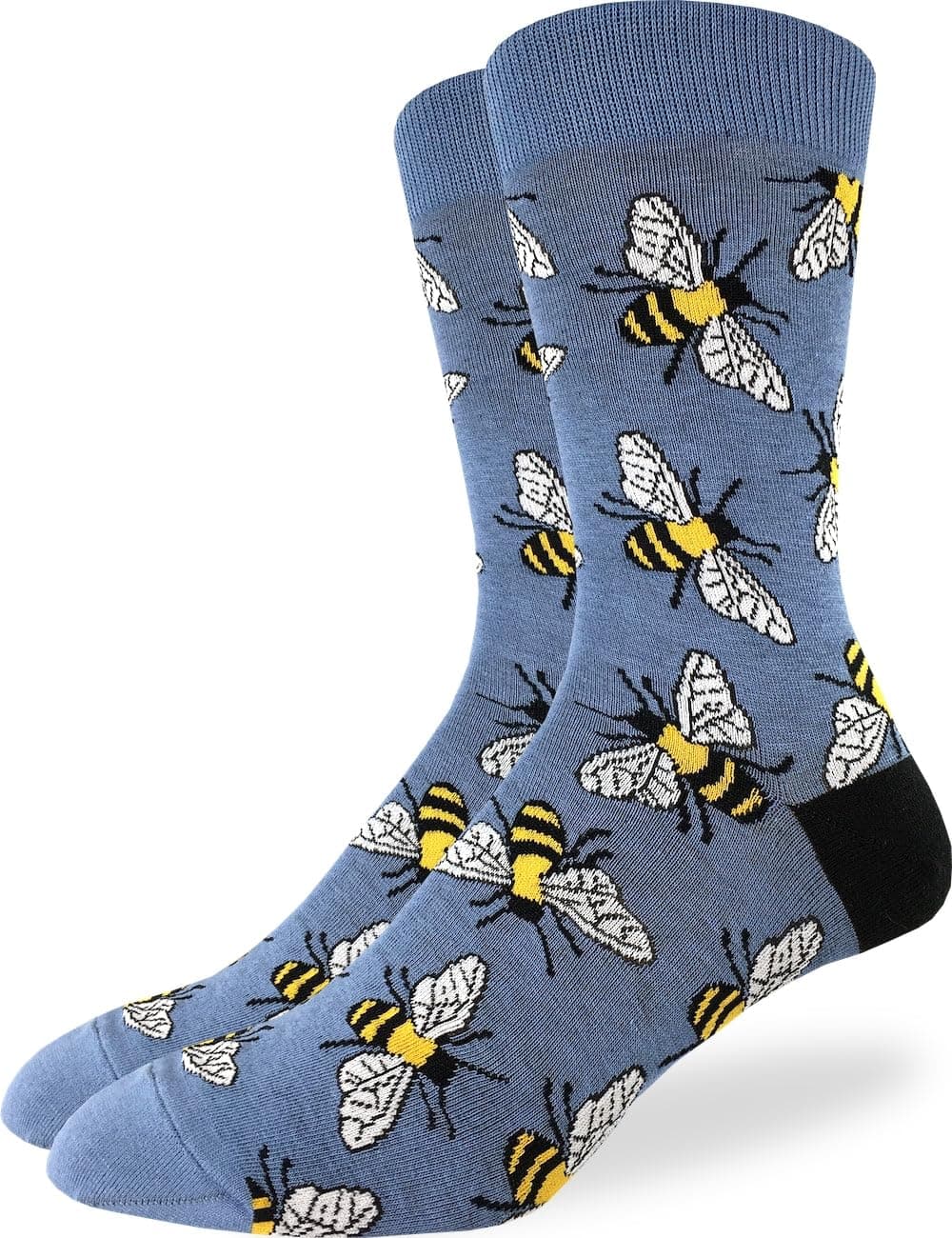 Good Luck SockMen's Bees Socks - Blue, Adult Shoe Size 7-12
