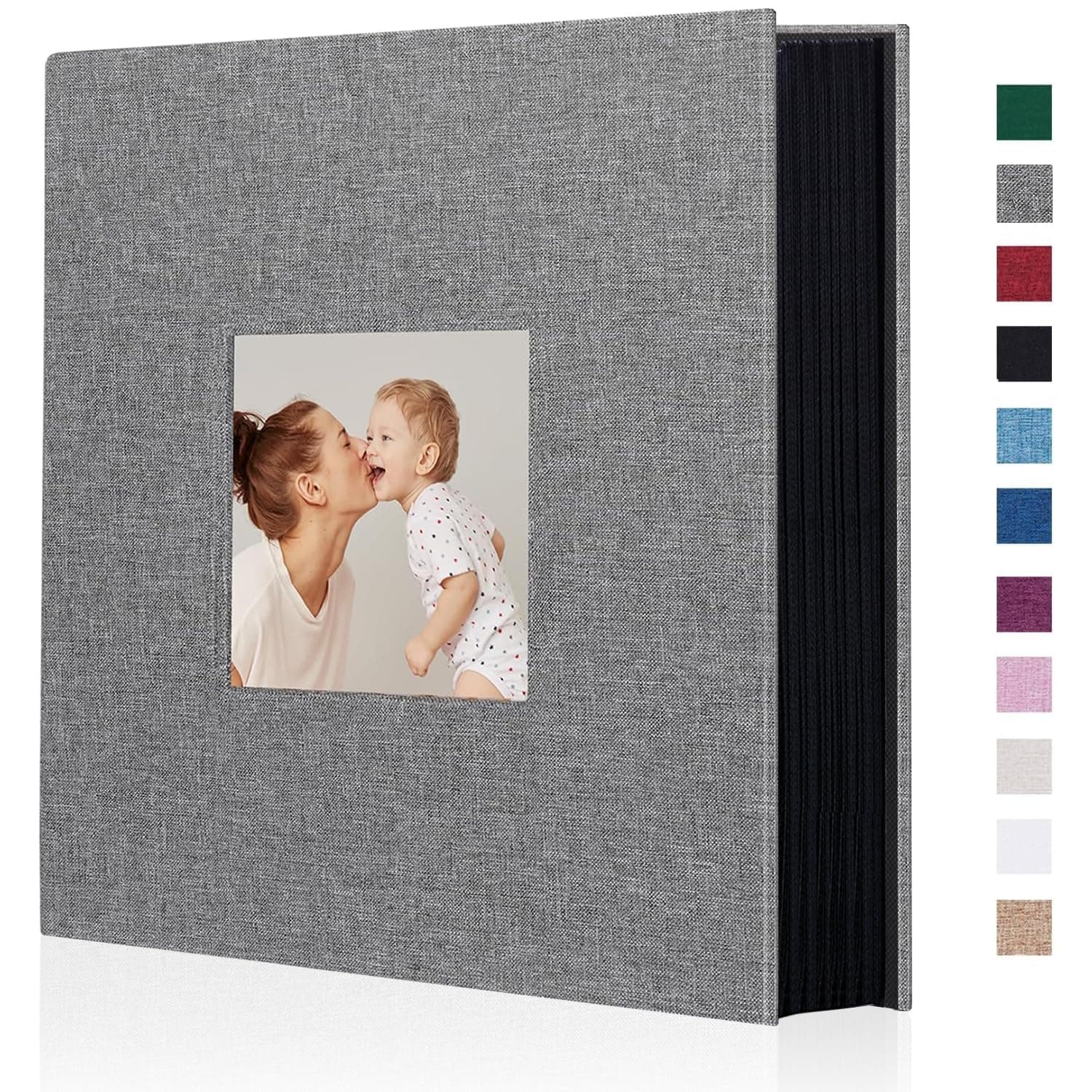 Artmag Fabric Photo Album 4x6 400 Large Capacity for Family Wedding Anniversary Linen Album Holds 400 Vertical Photos (400 Pockets, Grey)