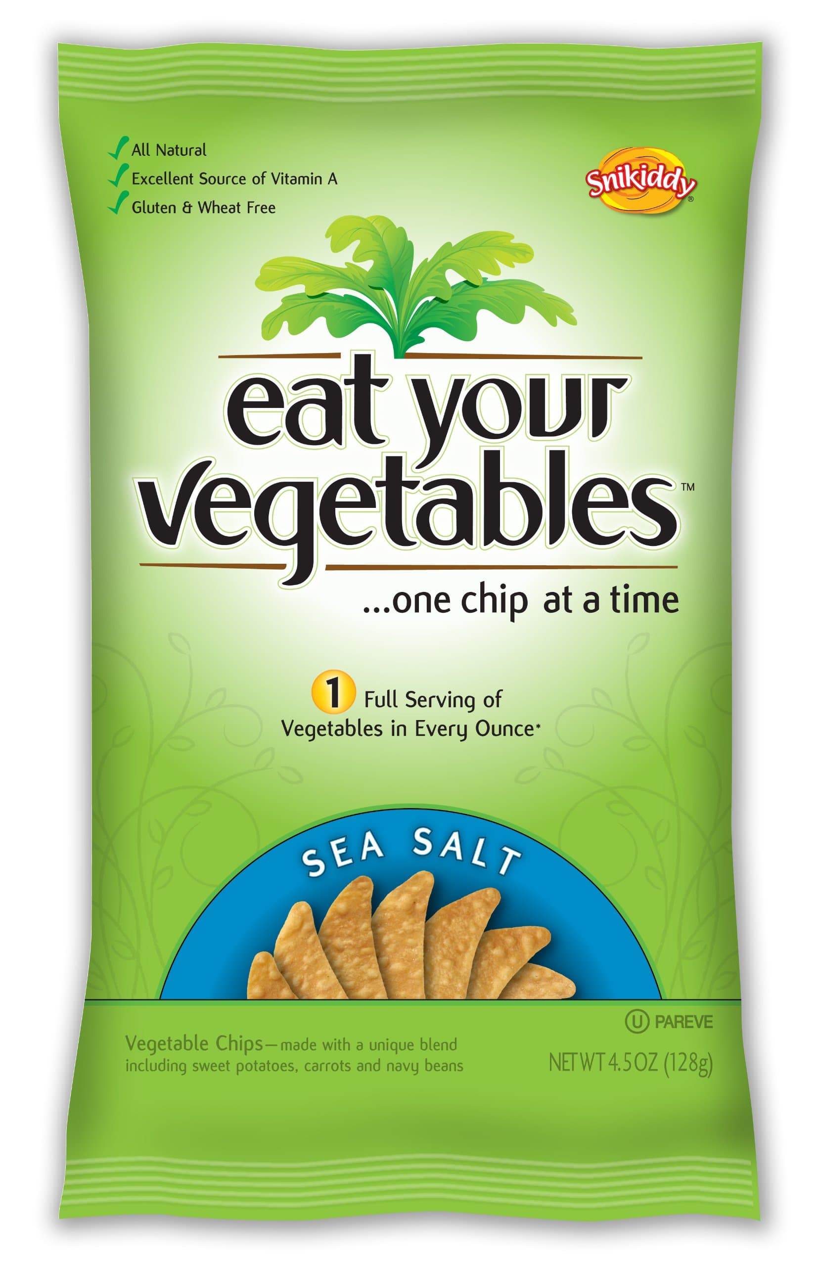 Eat Your Vegetables Sea Salt Veggie Chips, 4.5-Ounce (Pack of 6)