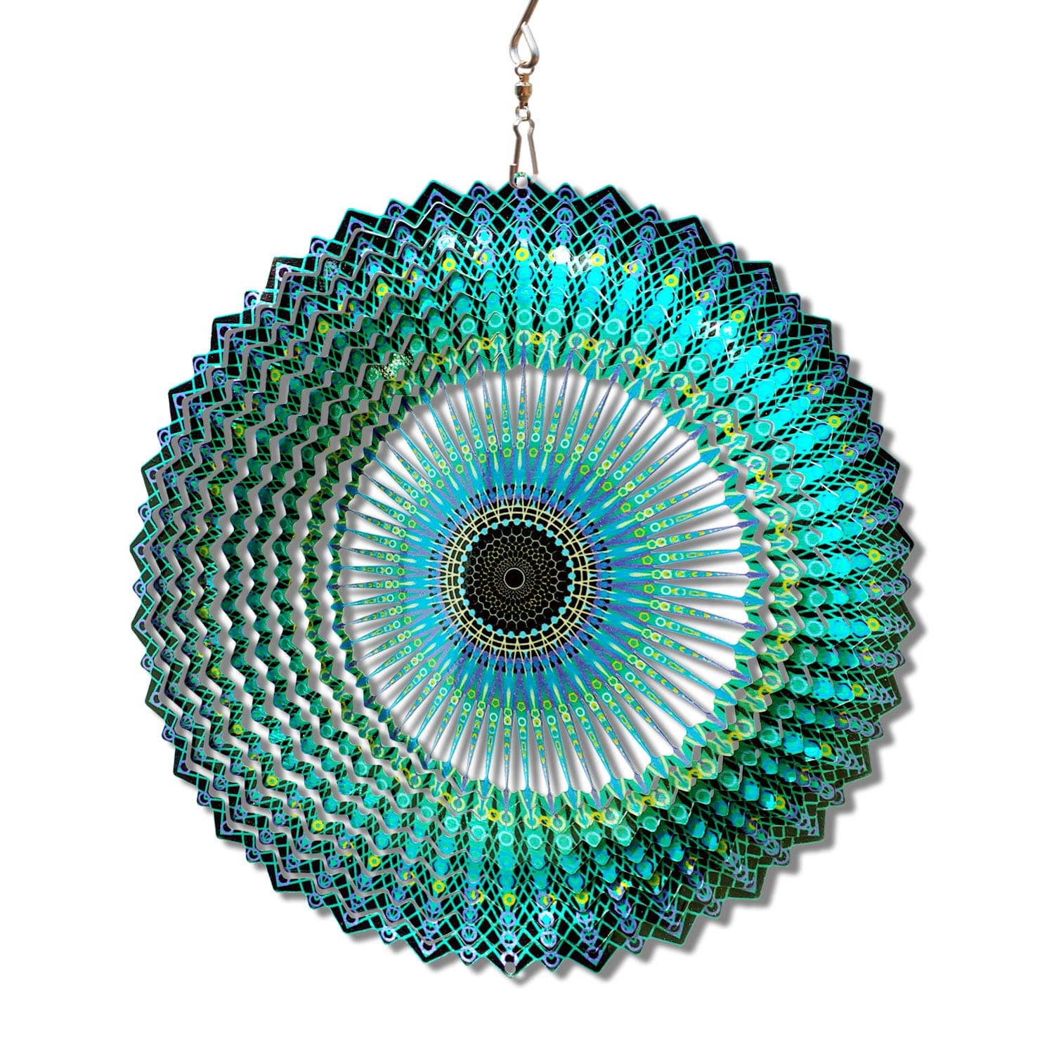 FONMY Wind Spinner Mandala Starry Sky 12 inch 3D Stainless Steel Laser Cut Metal Art Geometric Pattern - Hanging Wind Spinner, Kinetic Yard Art Decorations - Indoor/Outdoor Décor