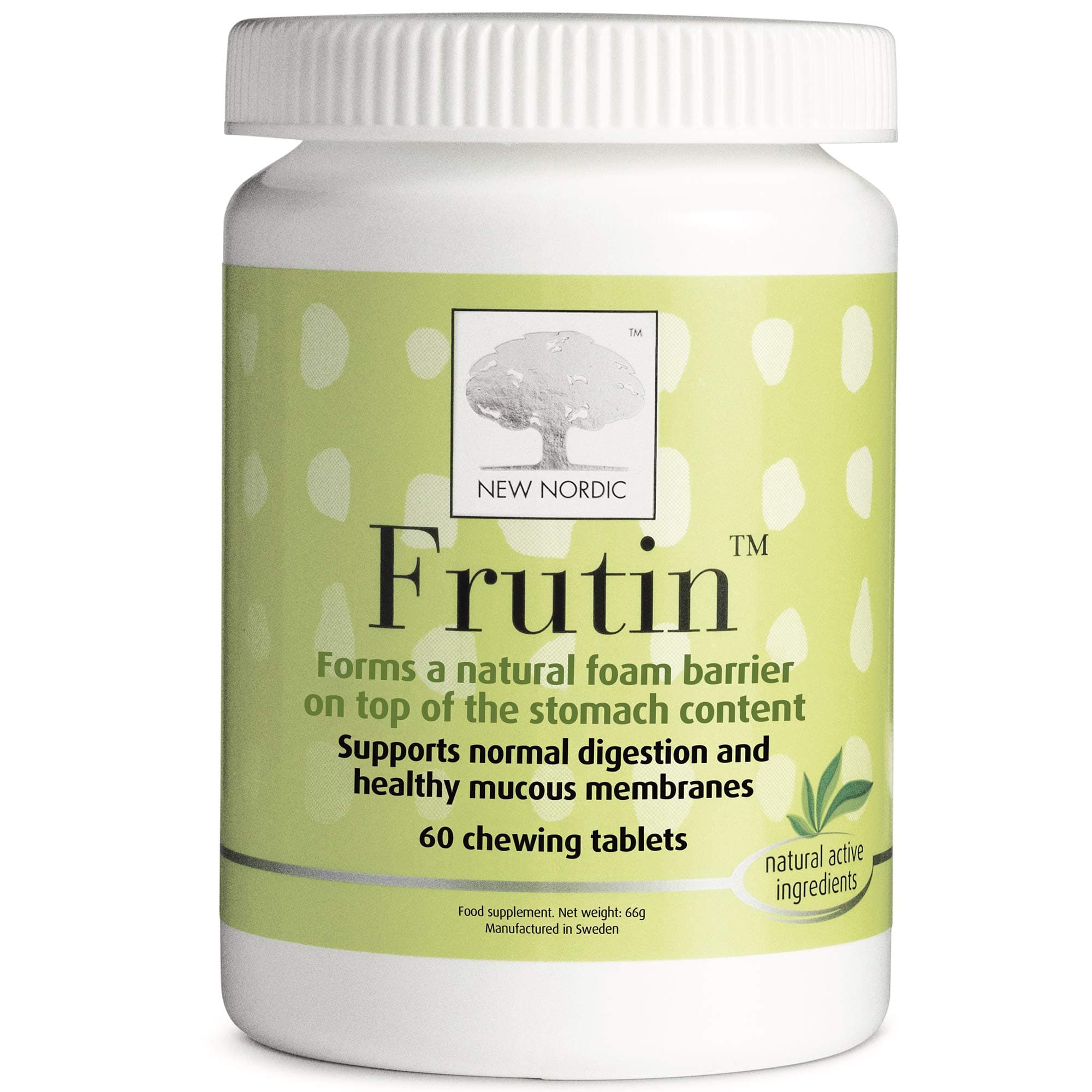 New Nordic Frutin Chewable Tablets, Natural Stomach Acid Relief, Pack of 60 Tablets