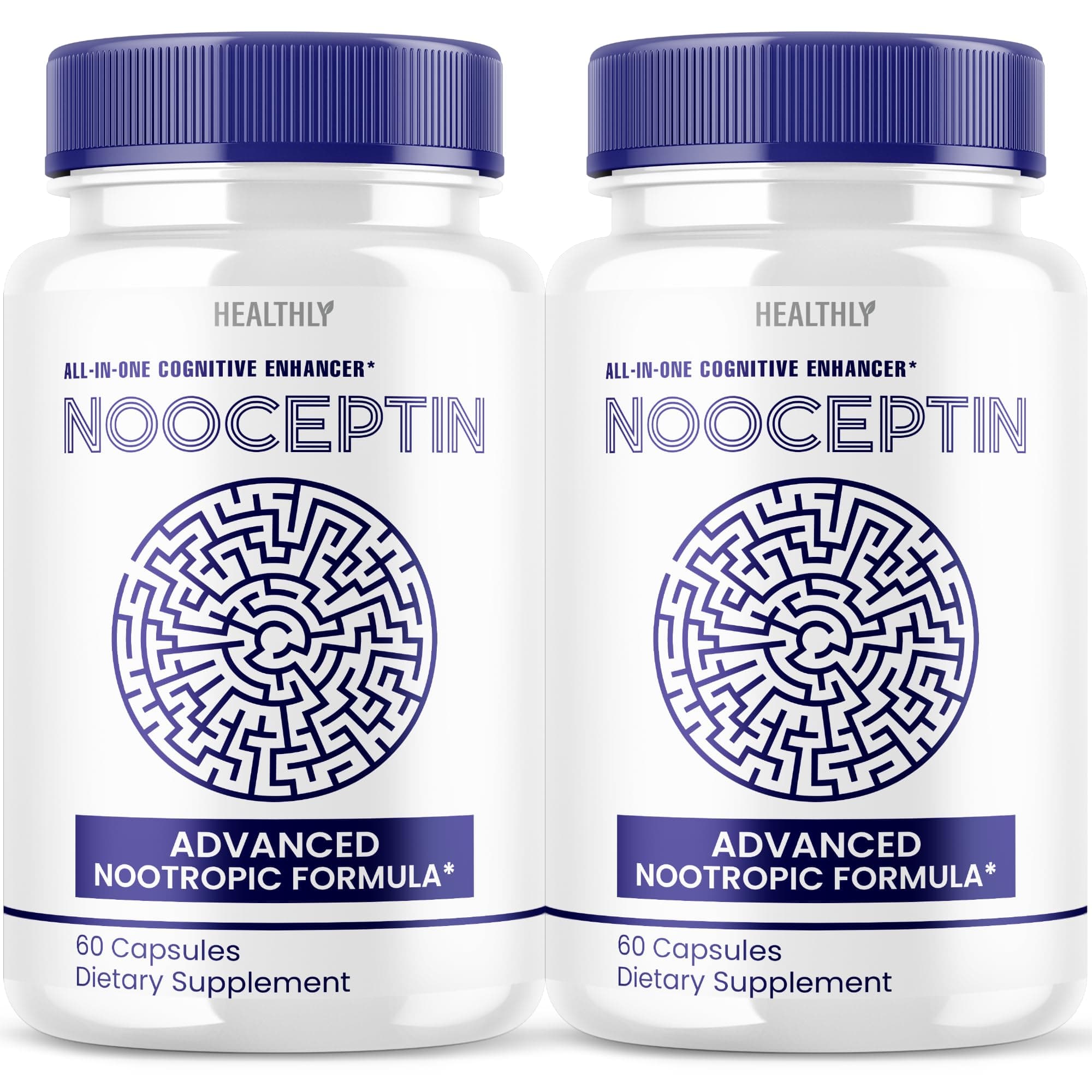 (2 Pack) Nooceptin Brain Supplement - Official Formula - Nooceptin Advanced Formula Nootropic Supplement for Kids and Adults - Extra Strength Memory, Cognitive Support Brain Powder (120 Capsules)