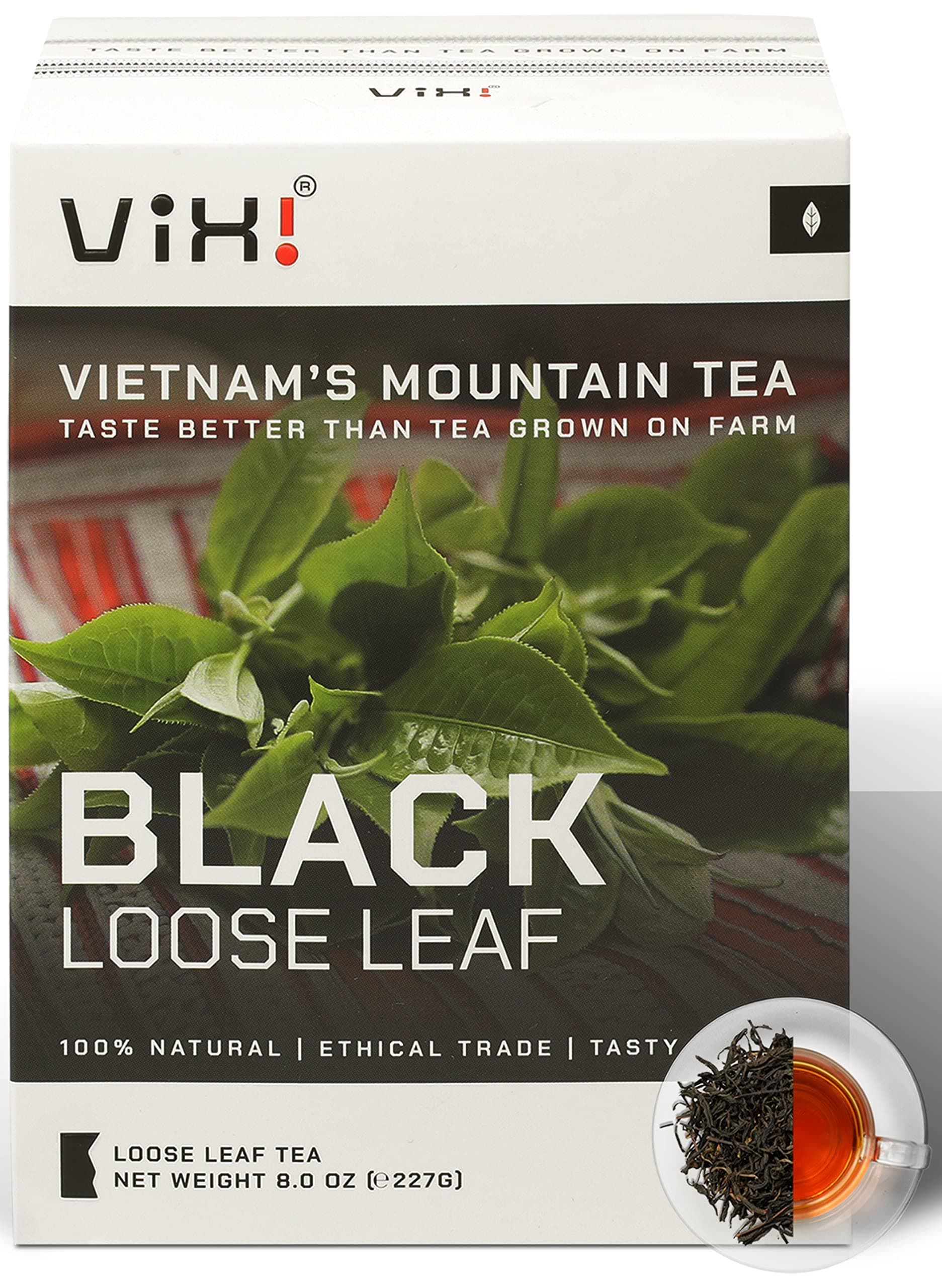 VIXI Black Tea Loose Leaf, (8.00 Oz), Vietnam's Mountain Tea, Bold Flavored, Taste Like Assam Tea, Dried Whole Full Large Leaves, 100% Natural from Ancient Tea Tree