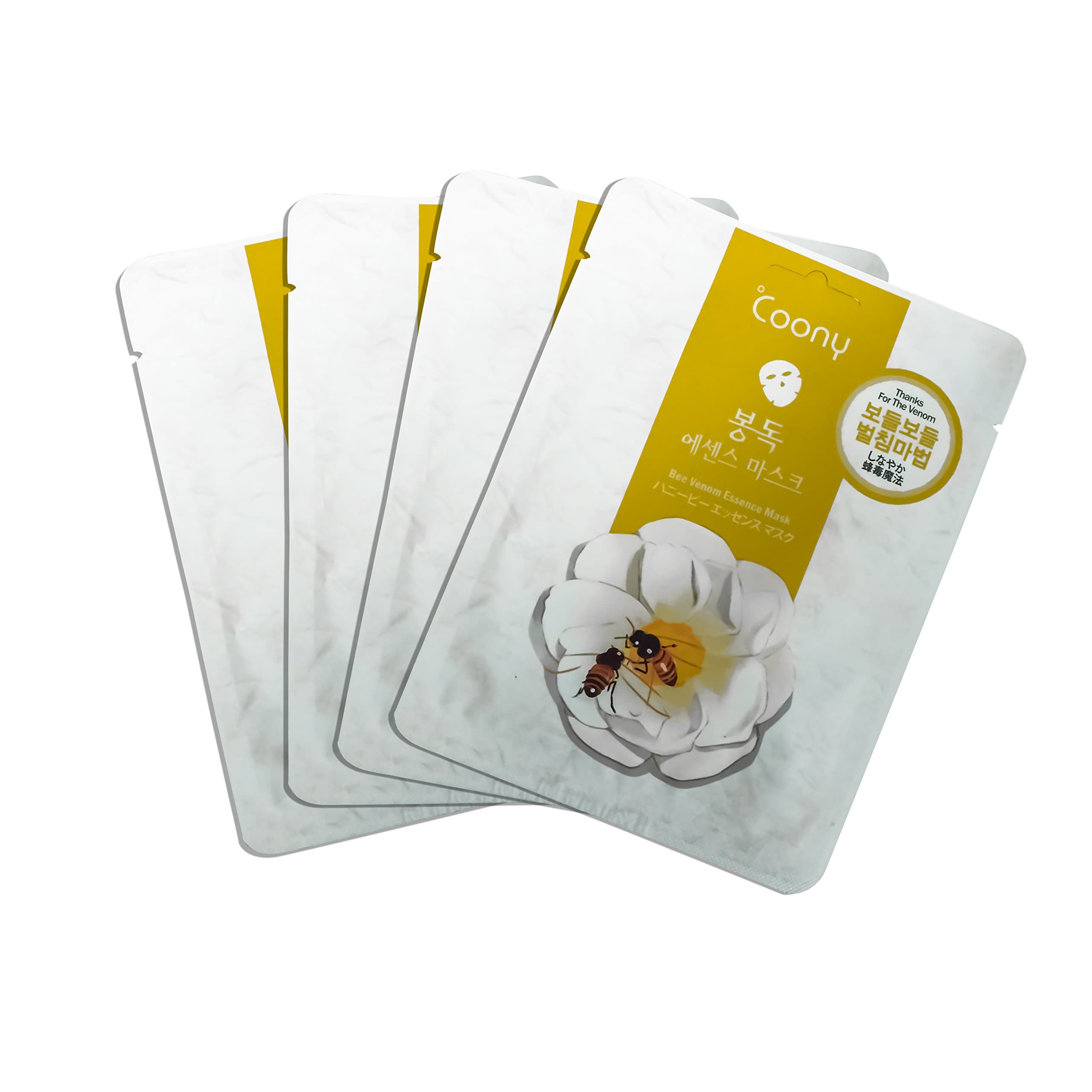 Coony - Real Nature Activated Bee Venom Face Mask | Facial Mask for Deep Cleansing Purifying | Korean Cosmetic Natural Peel off Mask 23gm each [Pack of 4]