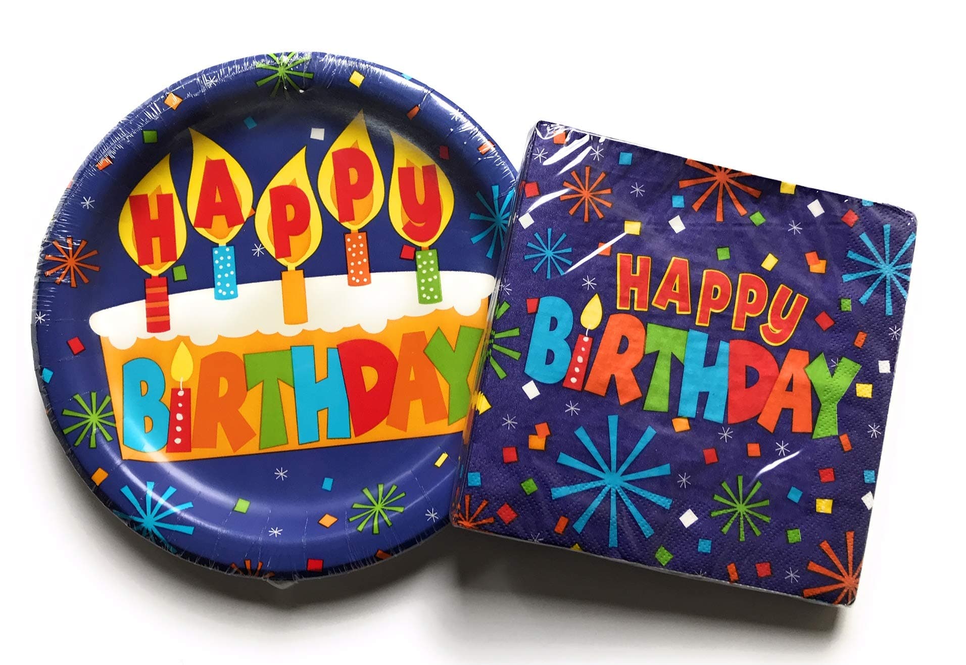 Happy Birthday Plates and Napkins Sets - Very Cute Sets of Happy Birthday Theme Paper Plates and Napkins - Multiple Themes Sizes - Great Value