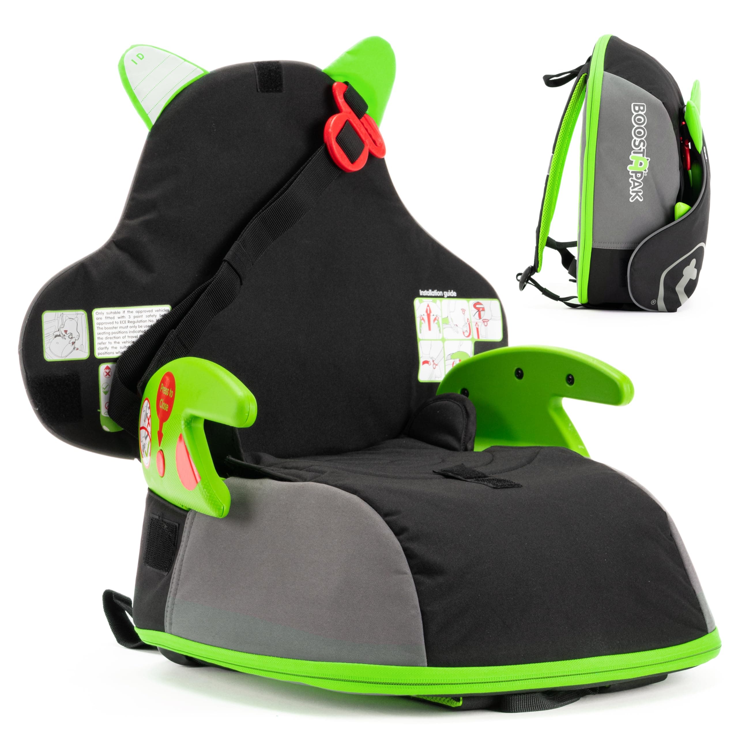 Trunki BoostApak Travel Pack & Booster Seat - Black & Green