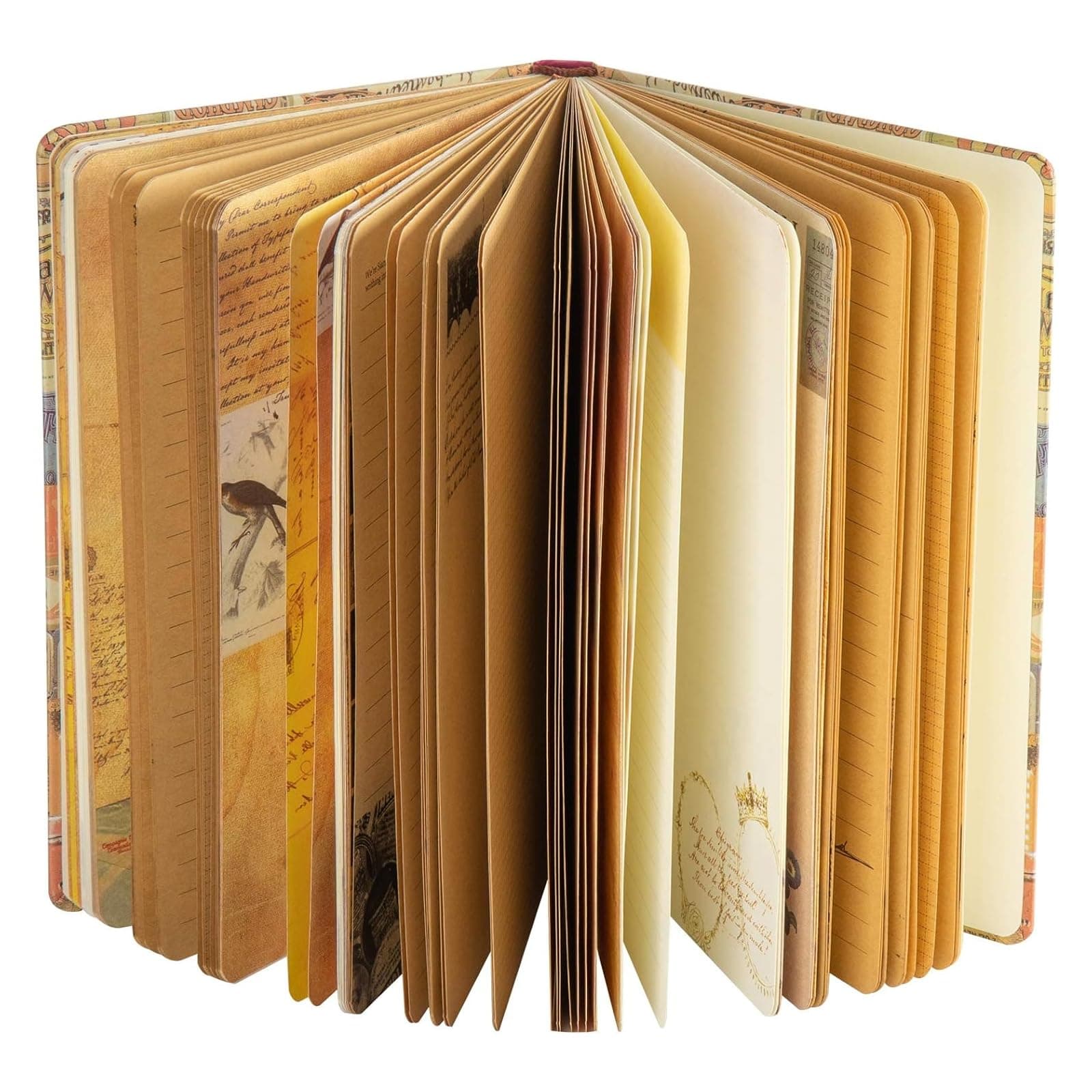 SallyFashion A5 Vintage Travel Journals for Women, European Kraft paper Diary Color Illustrations Notebook Travel Brochures Hardcover Writing Notepad Girl Gift