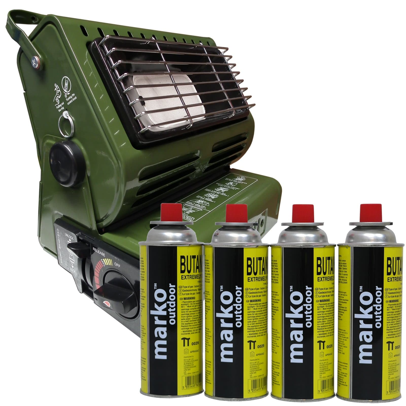 1.3KW Portable Butane Outdoor Gas Heater Compact Lightweight 4 Refill Canisters