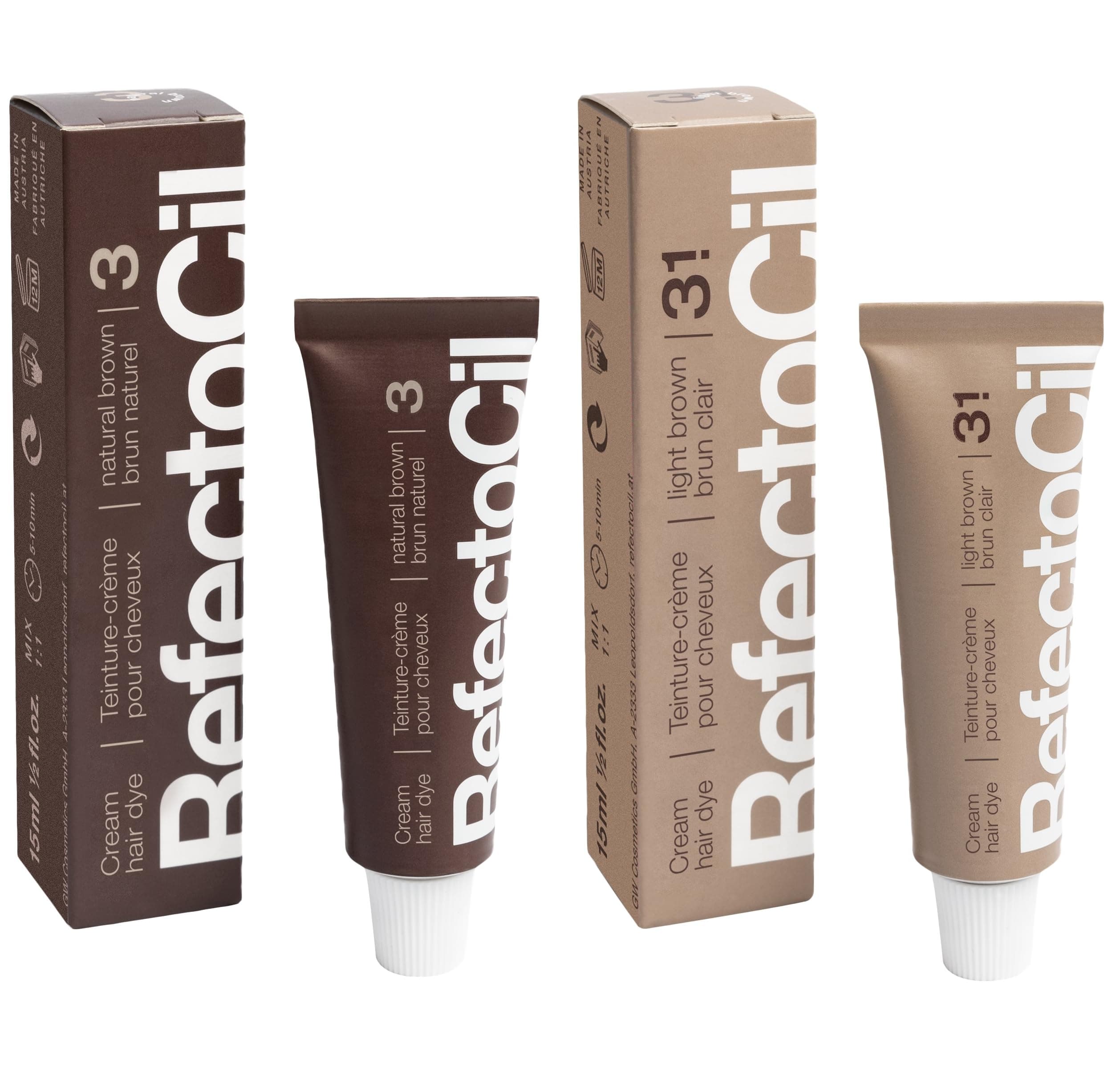 Cream Hair Dye 2-Pack – Professional Hair Tint for Long-Lasting Color – Natural Brown (#3) + Light Brown (#3.1)