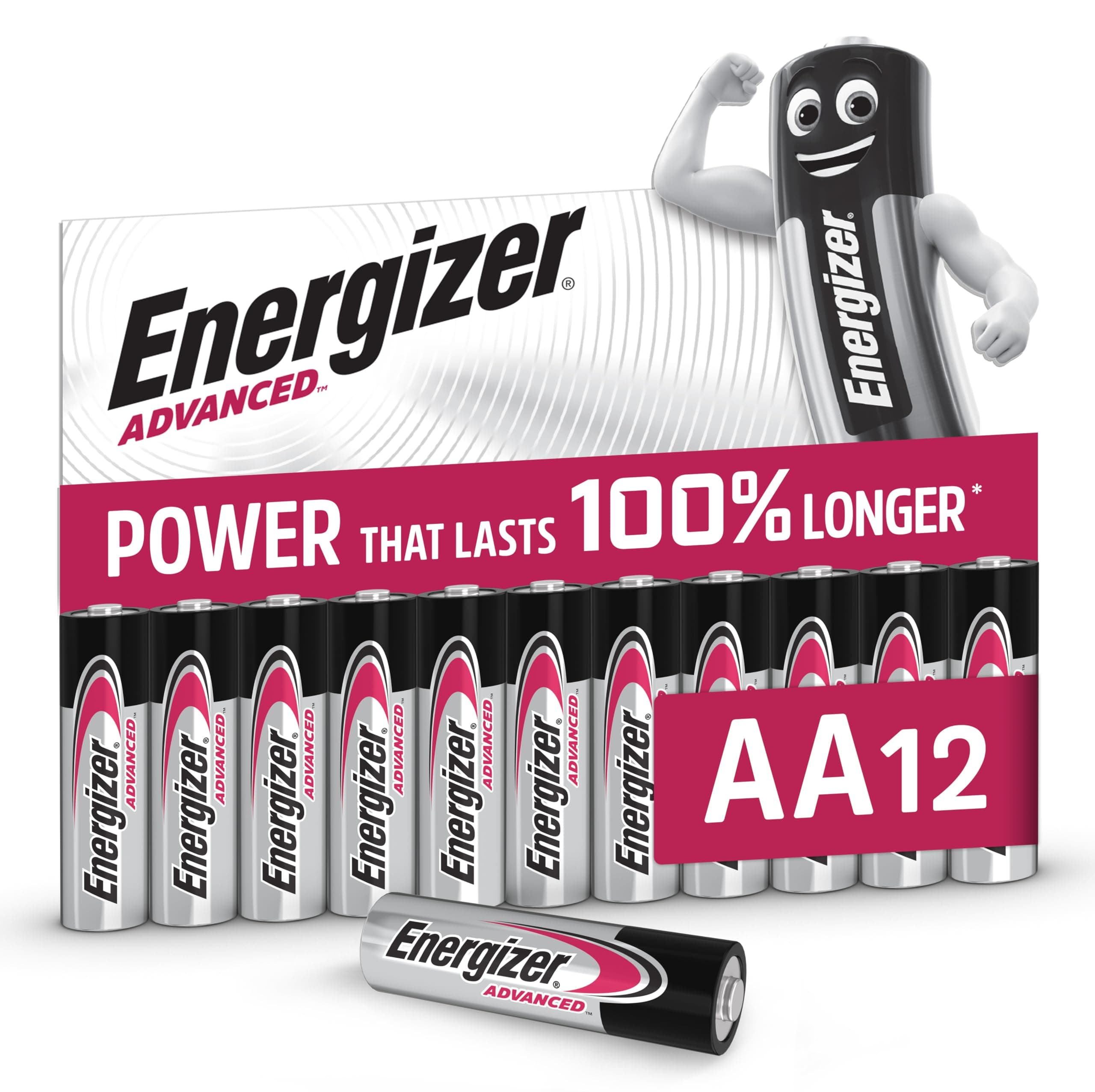 Advanced - AA Batteries (12 Pack) - Double A Battery 1.5V - Up To 100% Longer Lasting - Ideal for High-Drain Devices - 0% Plastic Packaging - 10 Year Shelf Life [Amazon Exclusive]