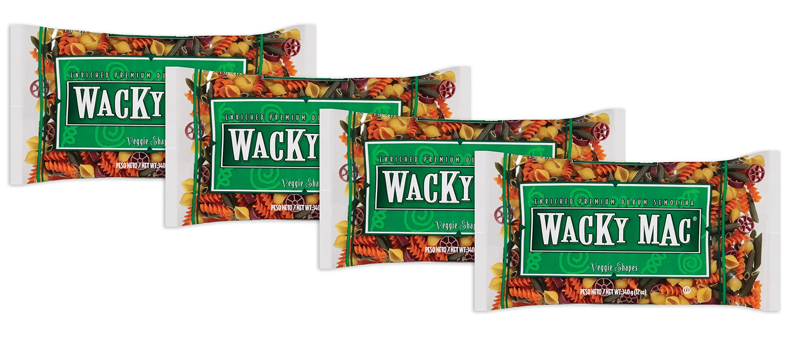 Wacky Mac, Veggie Shapes Pasta, 12oz Bag (Pack of 4)