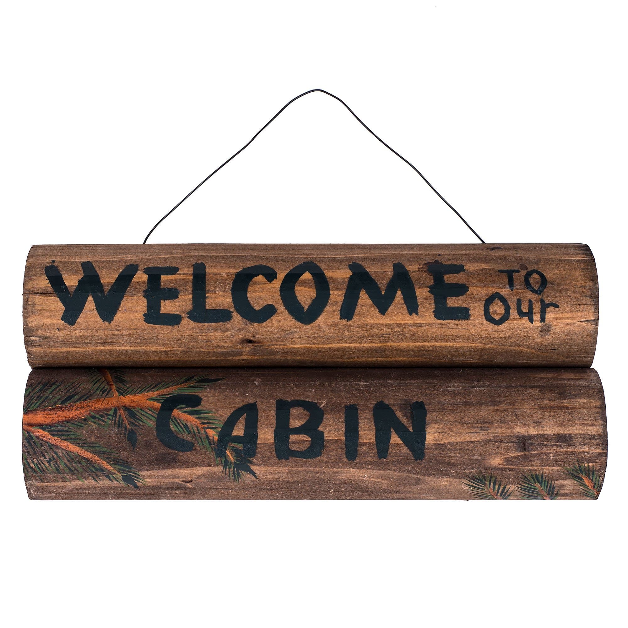 Welcome to Our Cabin Wood Log Wall Sign - 13" x 6"