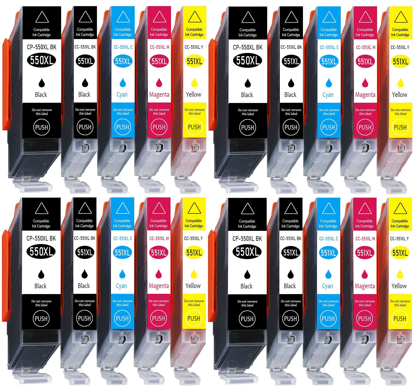 20 CC Series Printer Ink Cartridges for Canon PGI550 With chip and level indicator for Canon Pixma IP7200, IP7250, MG5600 MG5400, MG5500, MG5550, MG5650, MG5655 Compatible With PGI550BK CLI551BK/CLI551 °C/CLI551 M/CLI551Y