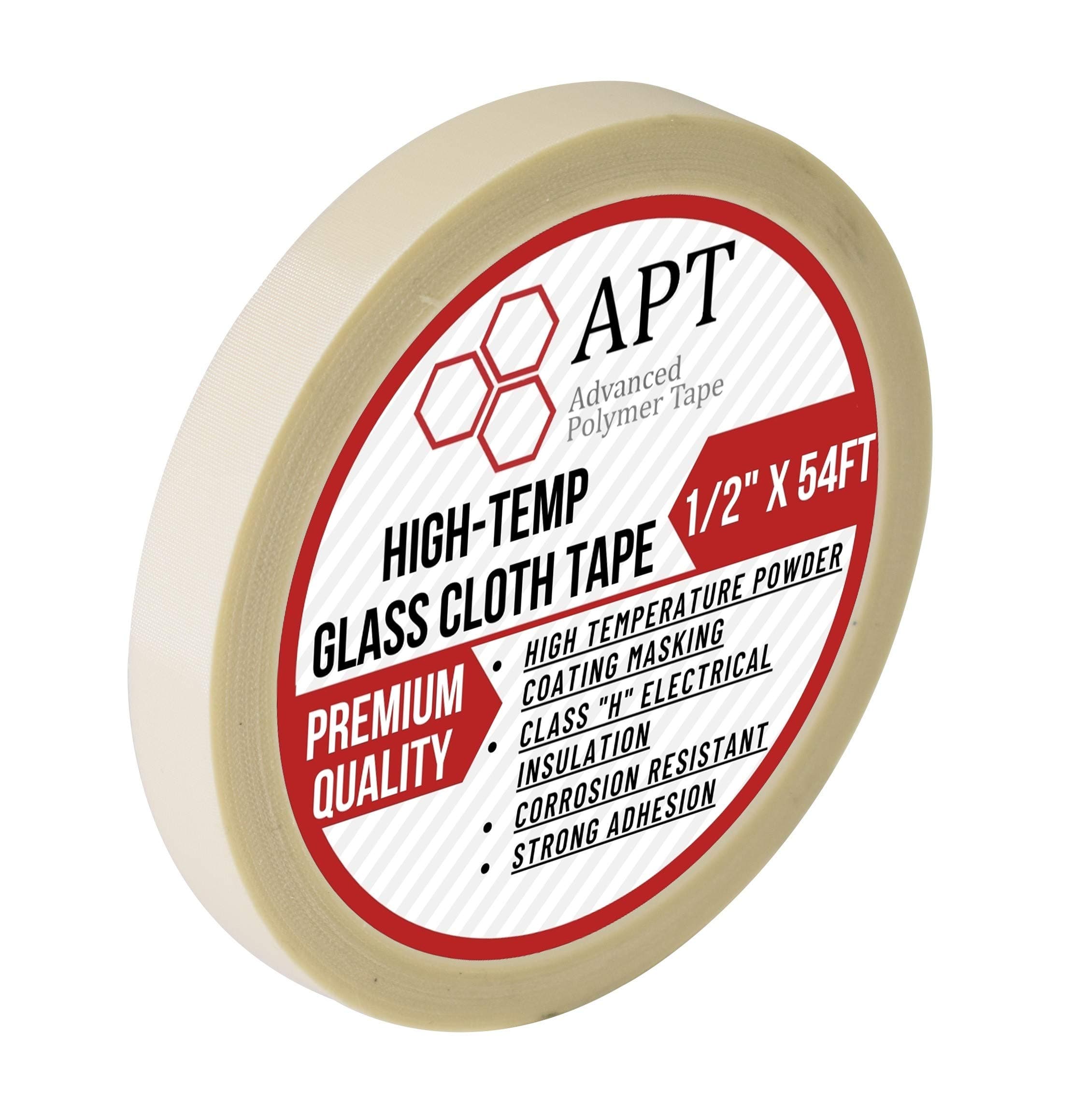 APT, Glass Cloth Tape with a High-Temp Thermo-Setting Silicone Adhesive. High Temperature Masking for Plasma, Thermal and Metallization Applications (12.75mm x 16M)