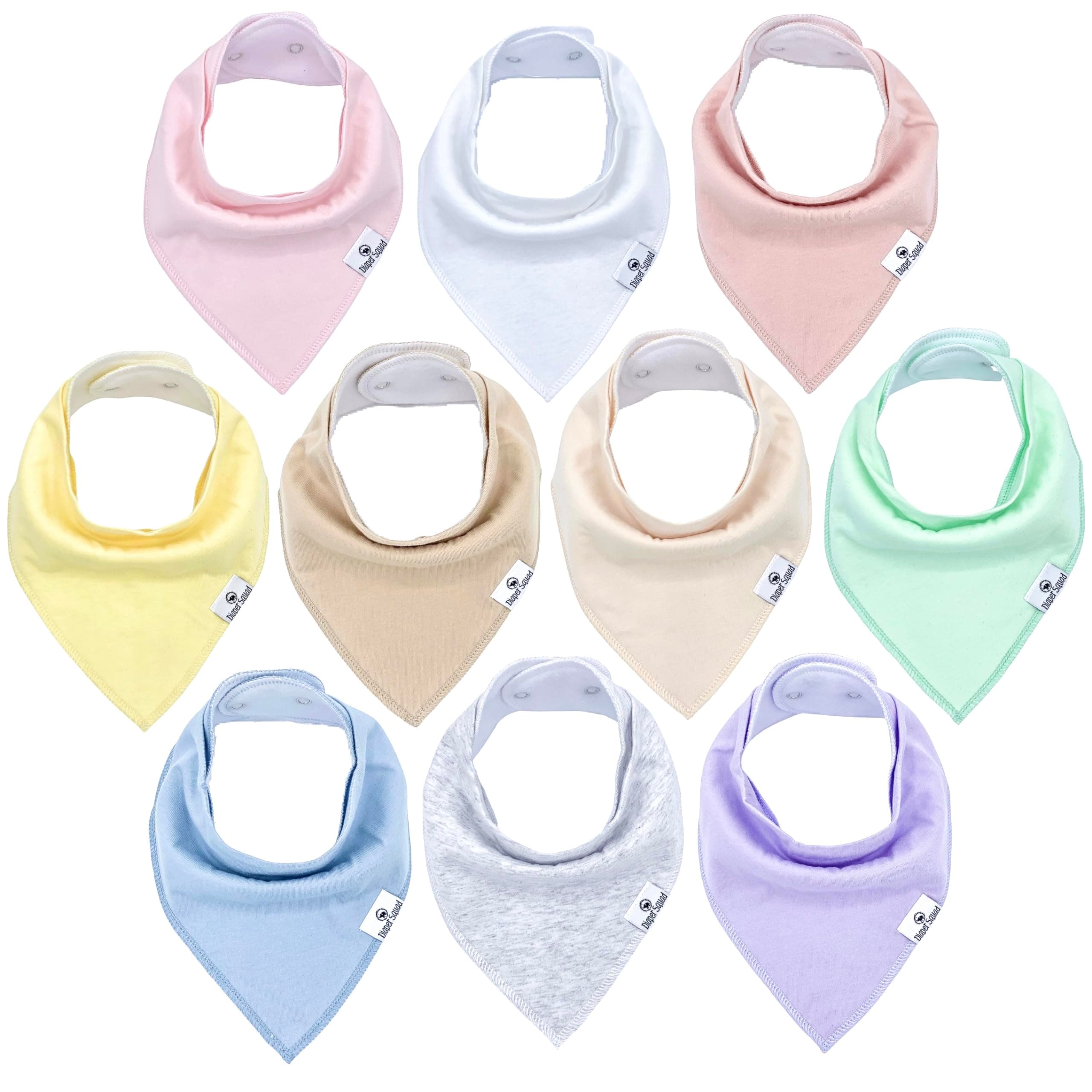 DiaperSquad's Baby Bibs for Drooling and Teething, Bibs for Boys, Baby Girl - Solid Cotton Baby Drool Bibs