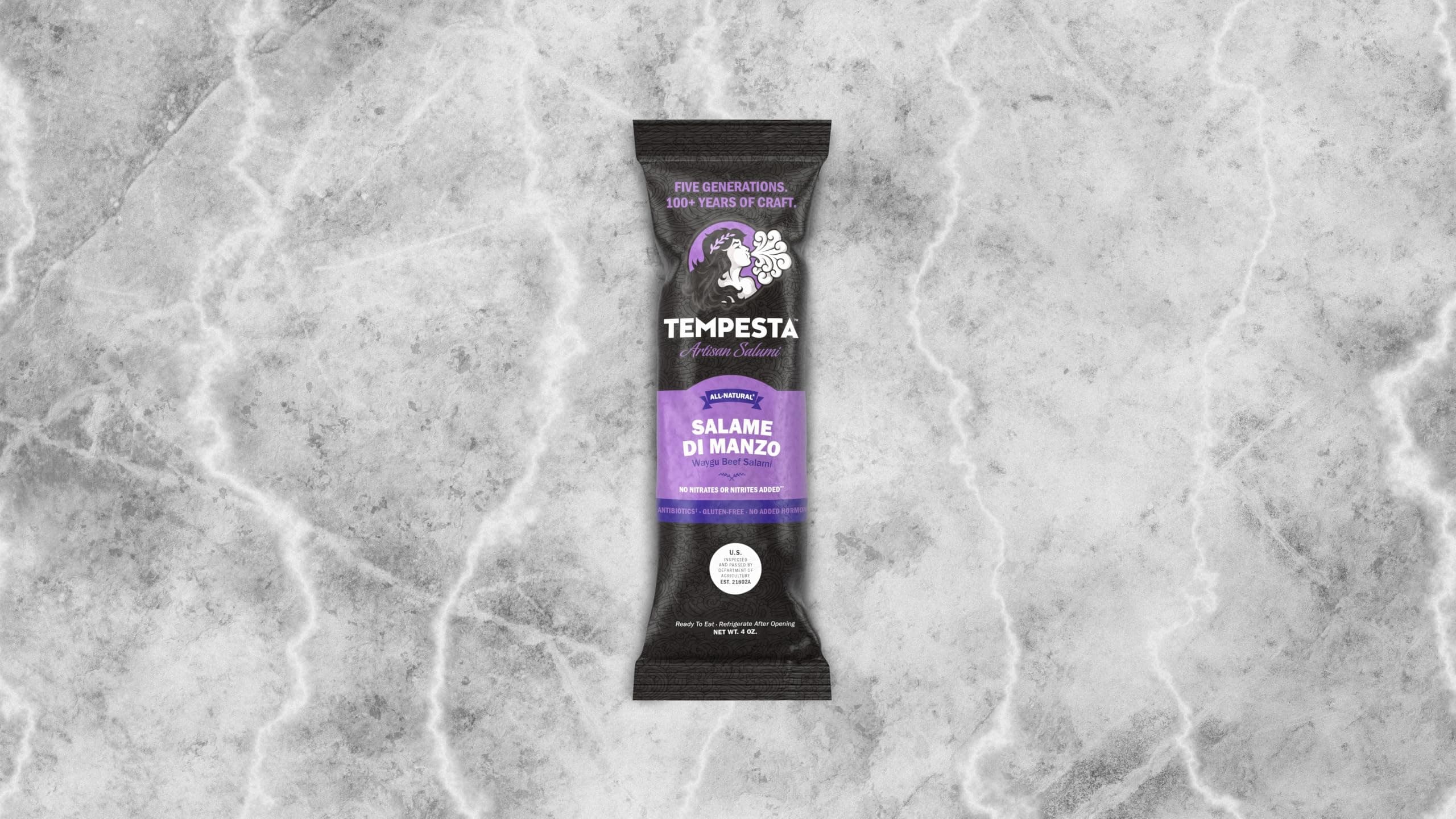 Tempesta SALAME DI MANZO (Premium Wagyu Beef Salami, Artisan Salami, Charcuterie Meat) 4 OZ (Pack of 1)