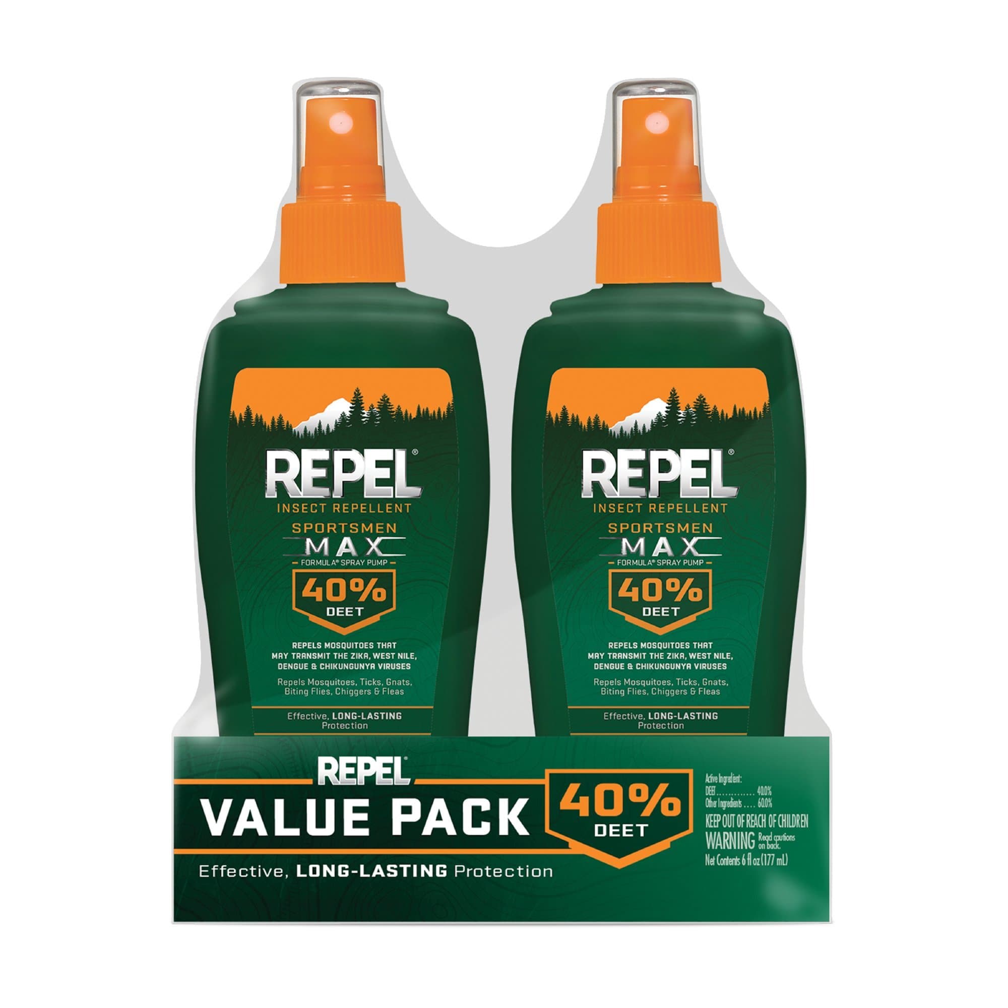 Repel Insect Repellent Sportsman Max Formula, Repels Mosquitoes, Ticks and Gnats, Effective Long-Lasting Protection, 40% DEET (Aerosol) 6 fl Ounce (Pack of 2)