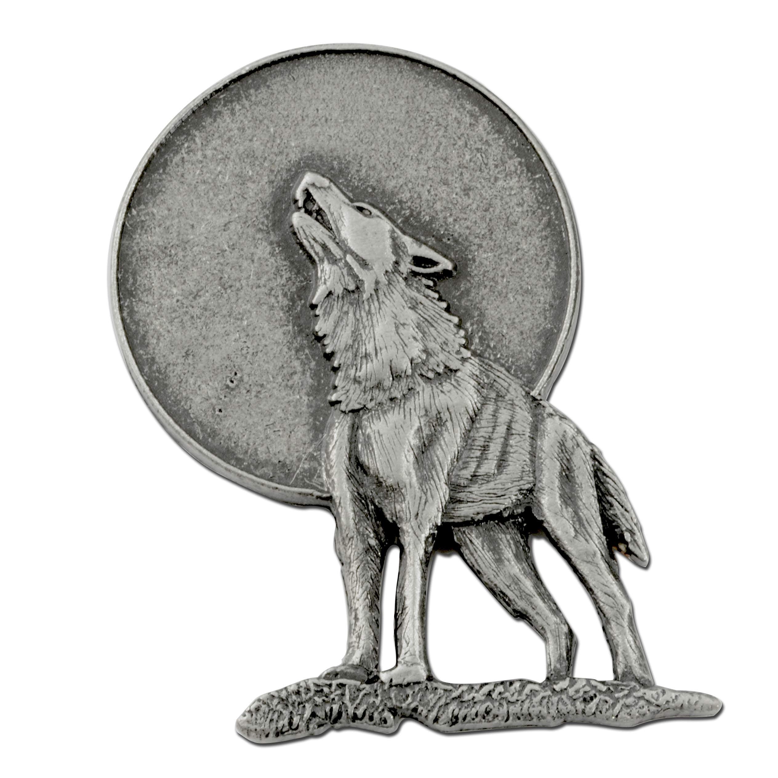 STOCKPINSWolf Howling At Moon Lapel Pin for Men - Lone Wolf Jewelry, Pewter Pins for Jackets, Pins & Brooches for Women, Mens Biker Pin for Leather Jacket