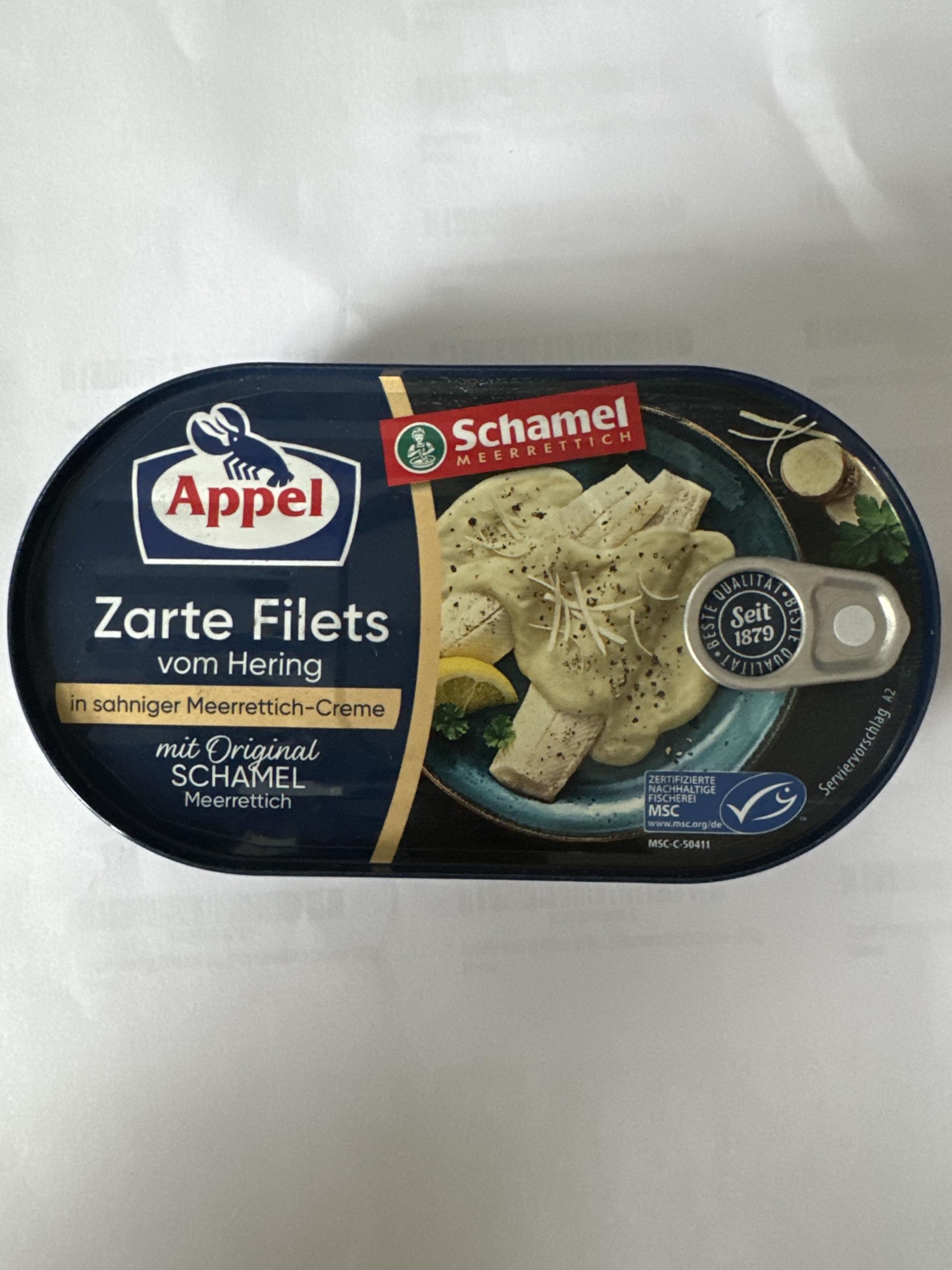Appel Herring Fillets in Sahne Meerrettich ( Horseradish ) Creme -200g