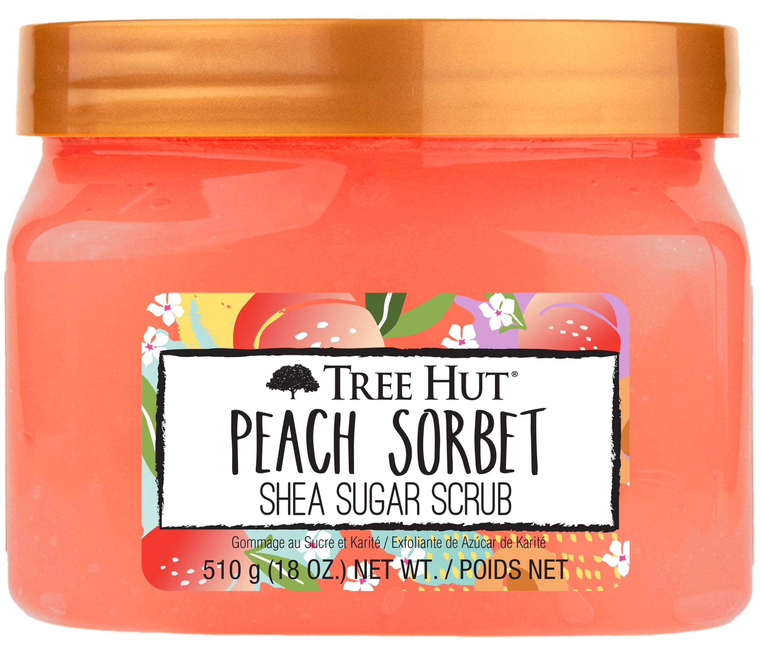 Tree Hut Peach Sorbet Shea Sugar Scrub, 18 oz, Ultra Hydrating and Exfoliating Scrub for Nourishing Essential Body Care