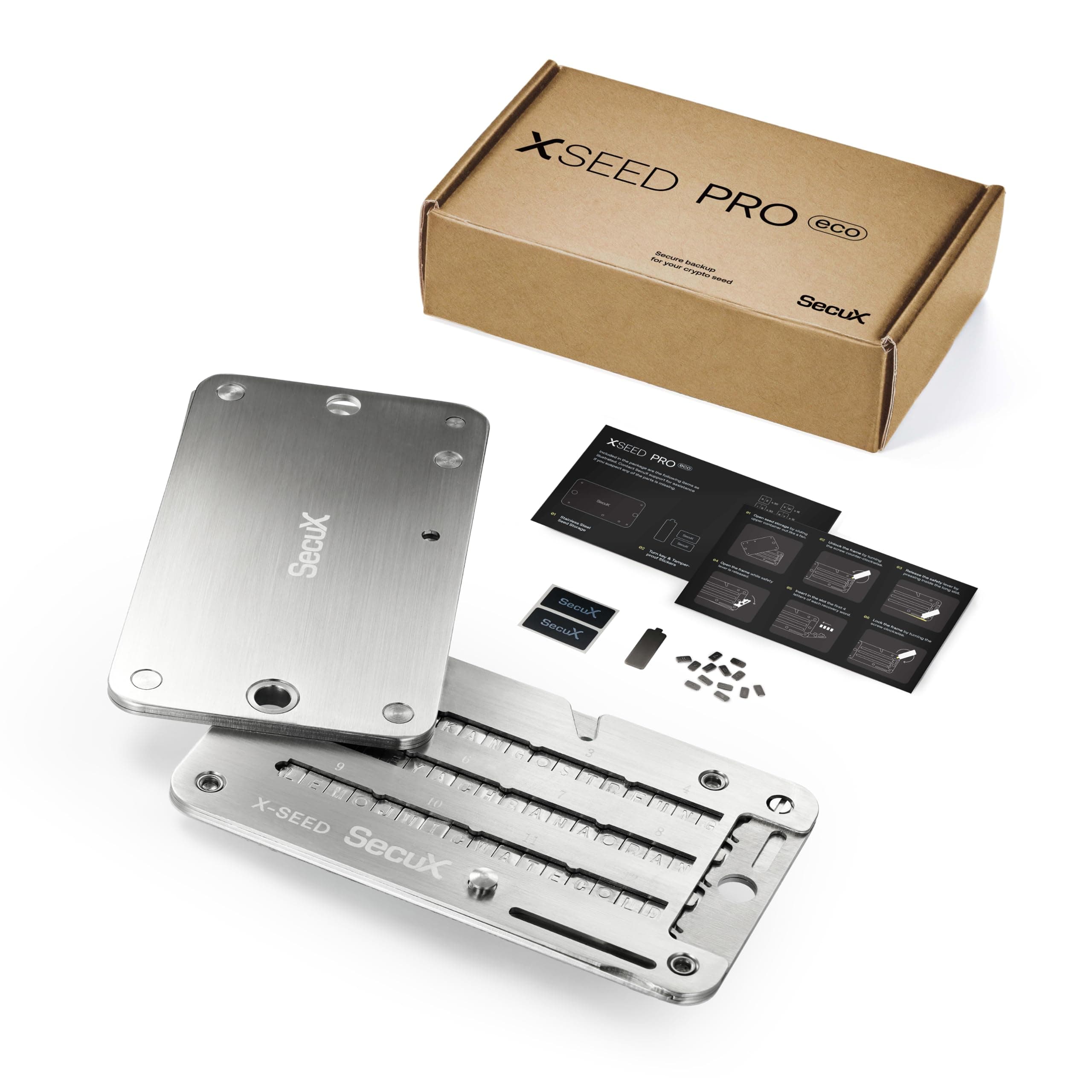XSEED PRO Eco - Indestructible Bitcoin Wallet Crypto Seed Storage Steel Plate - Compatible, Ledger, Hardware Wallets