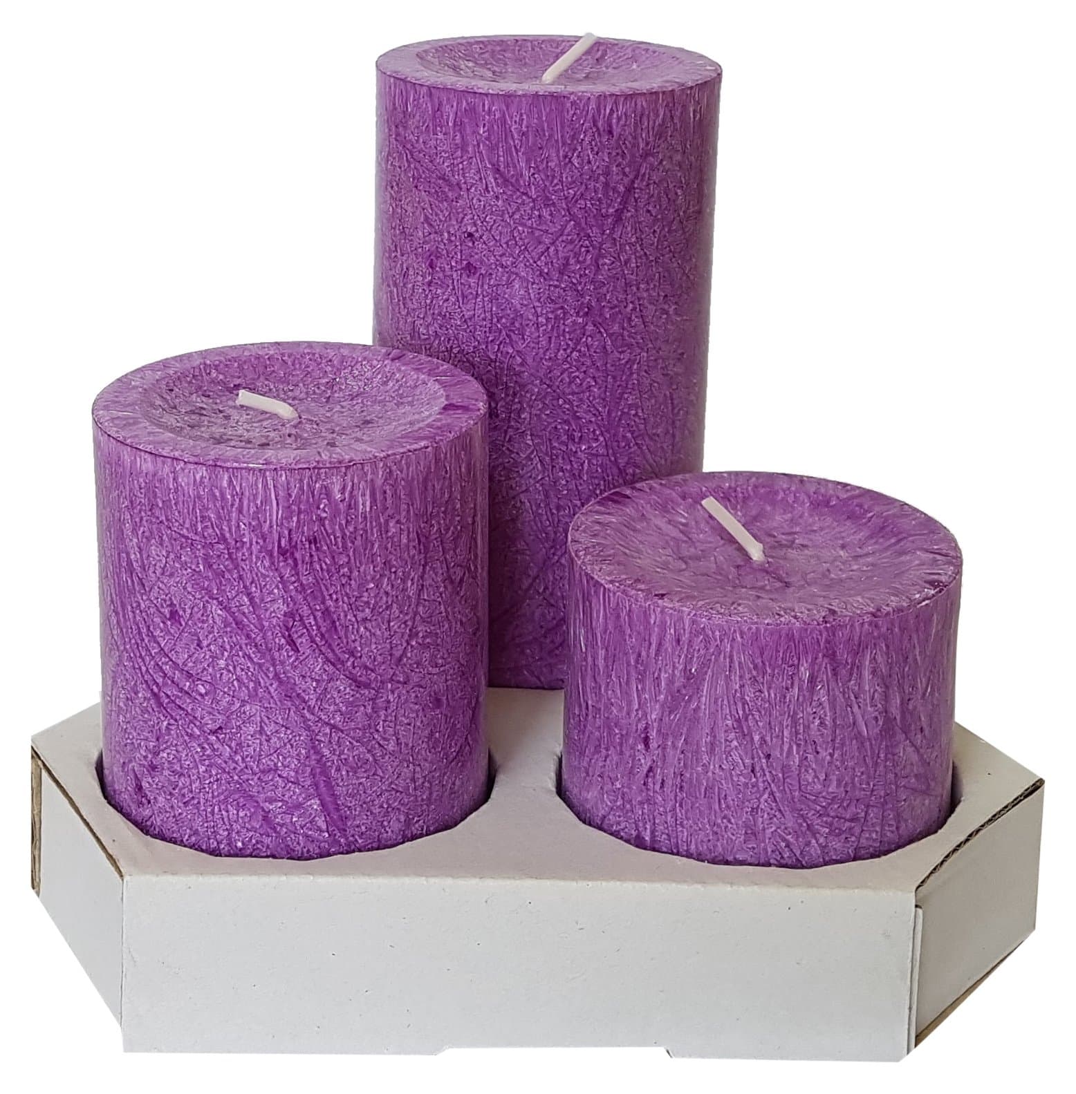 Stearinos Candles Stearin Palm Wax Pillar Candle, lila, 14 x 6.8 cm 3 Units