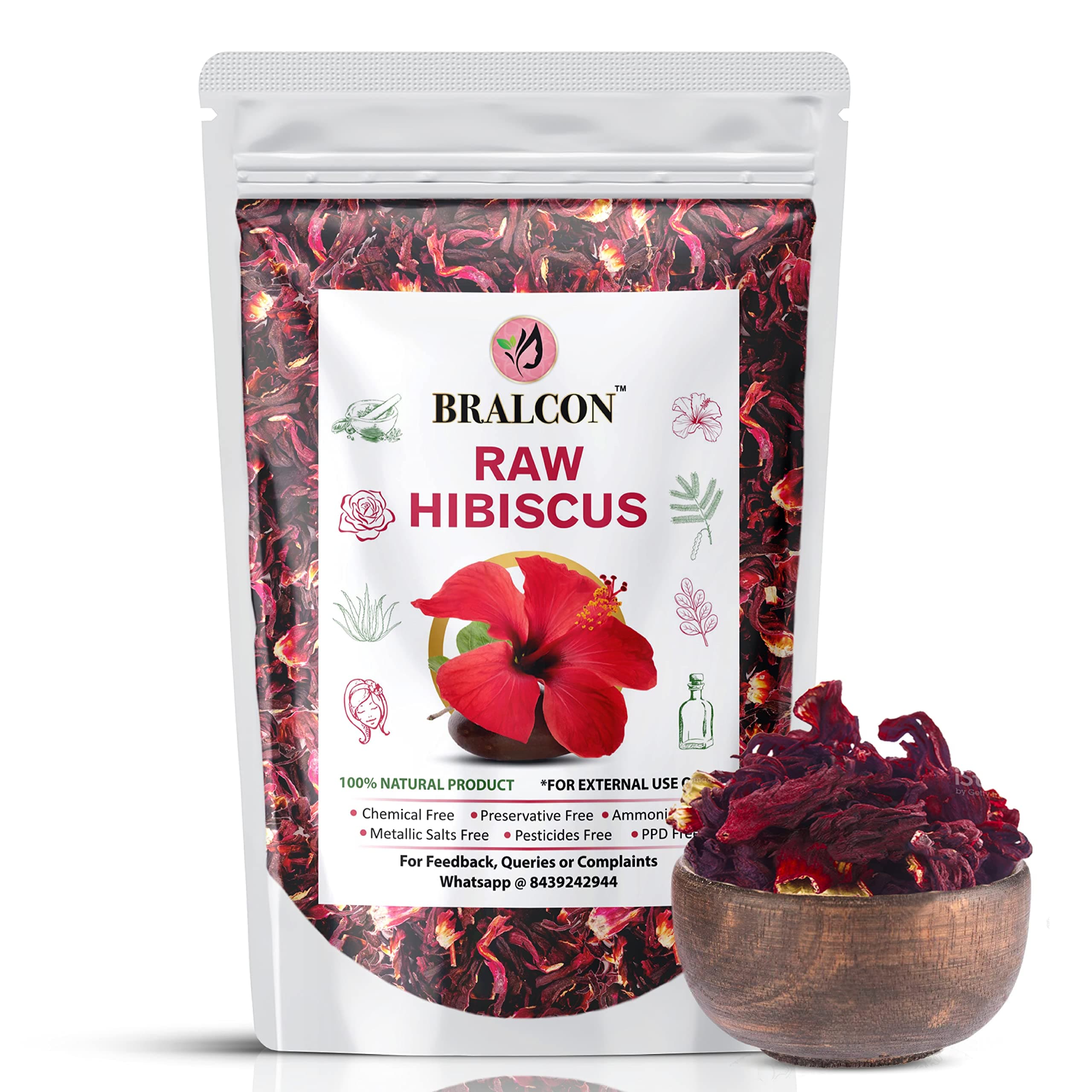 Organic Raw Hibiscus -100g |Dry Hibiscus Flower |Rosa-Sinensis for Hair Care & FacePack |Gudhal Ka Phool for Hair growth, Skin Care|Pure raw form