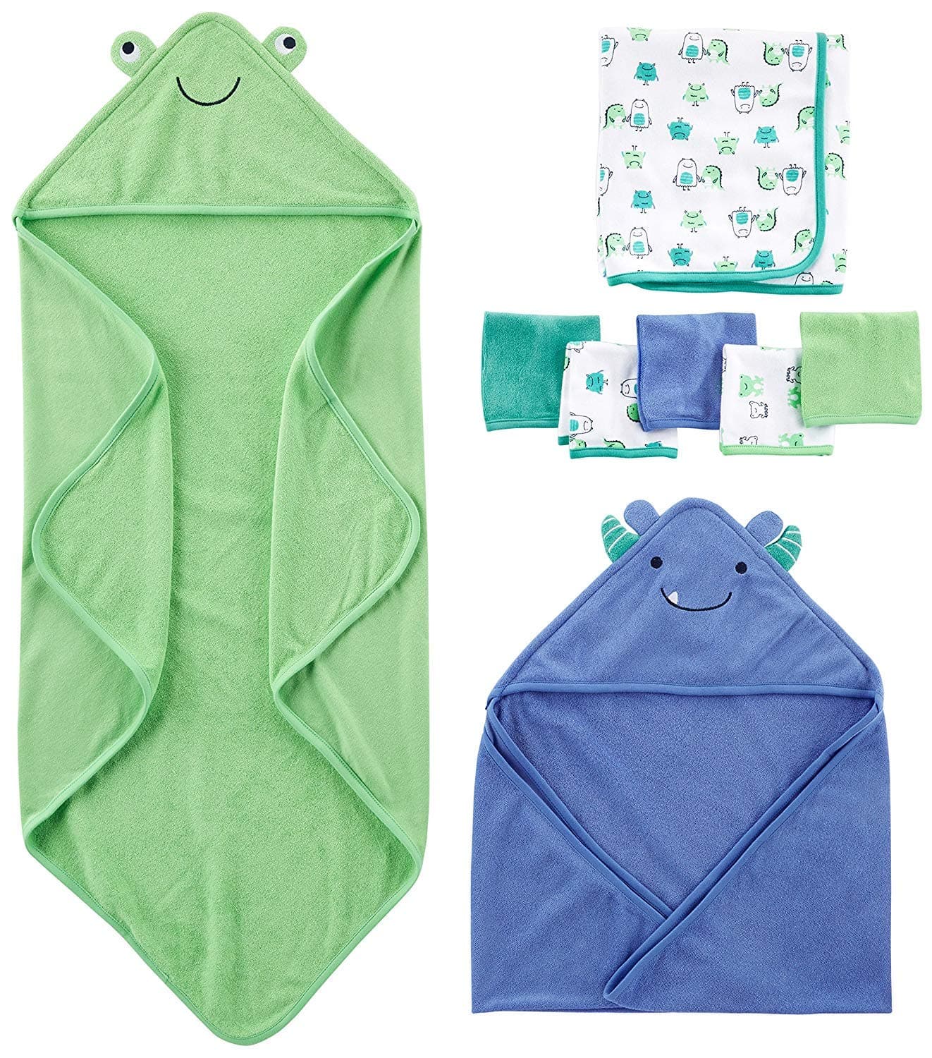 Simple Joys by Carter's Unisex Babies' 8-Piece Towel and Flannel Set, Multipacks