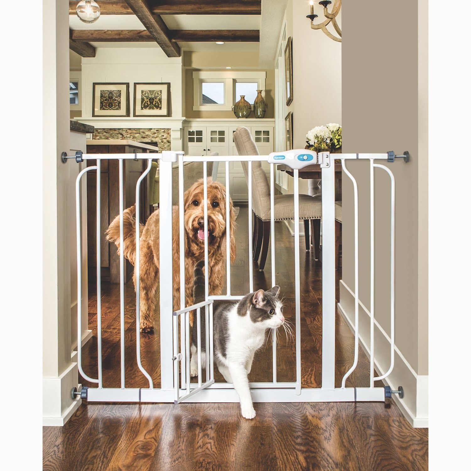 CARLSON PET GATES 916039 Extra Wide Walk Through Gate with Pet Door