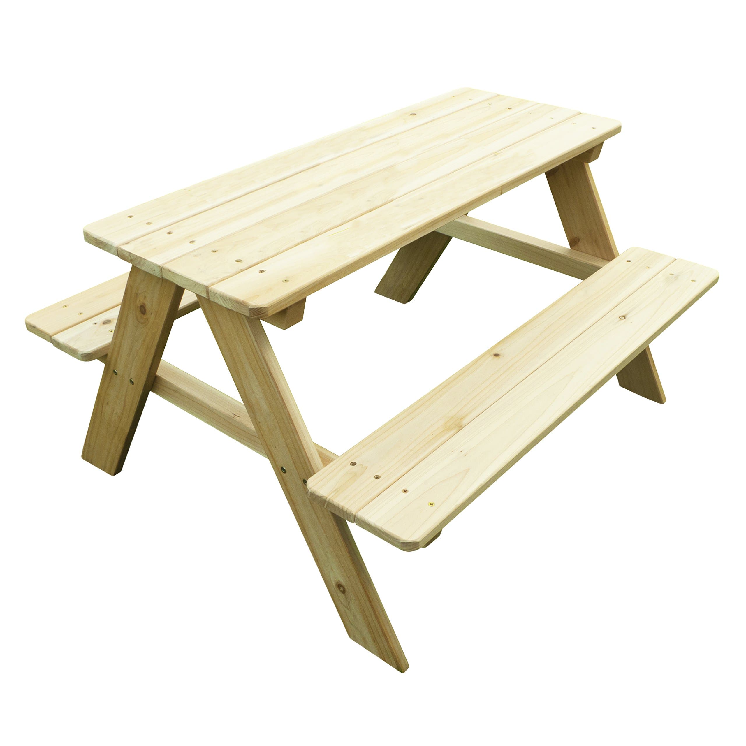 Kids Wooden Picnic Bench Outdoor Patio Dining Table, 37 x 10.8 x 4.9, Brown