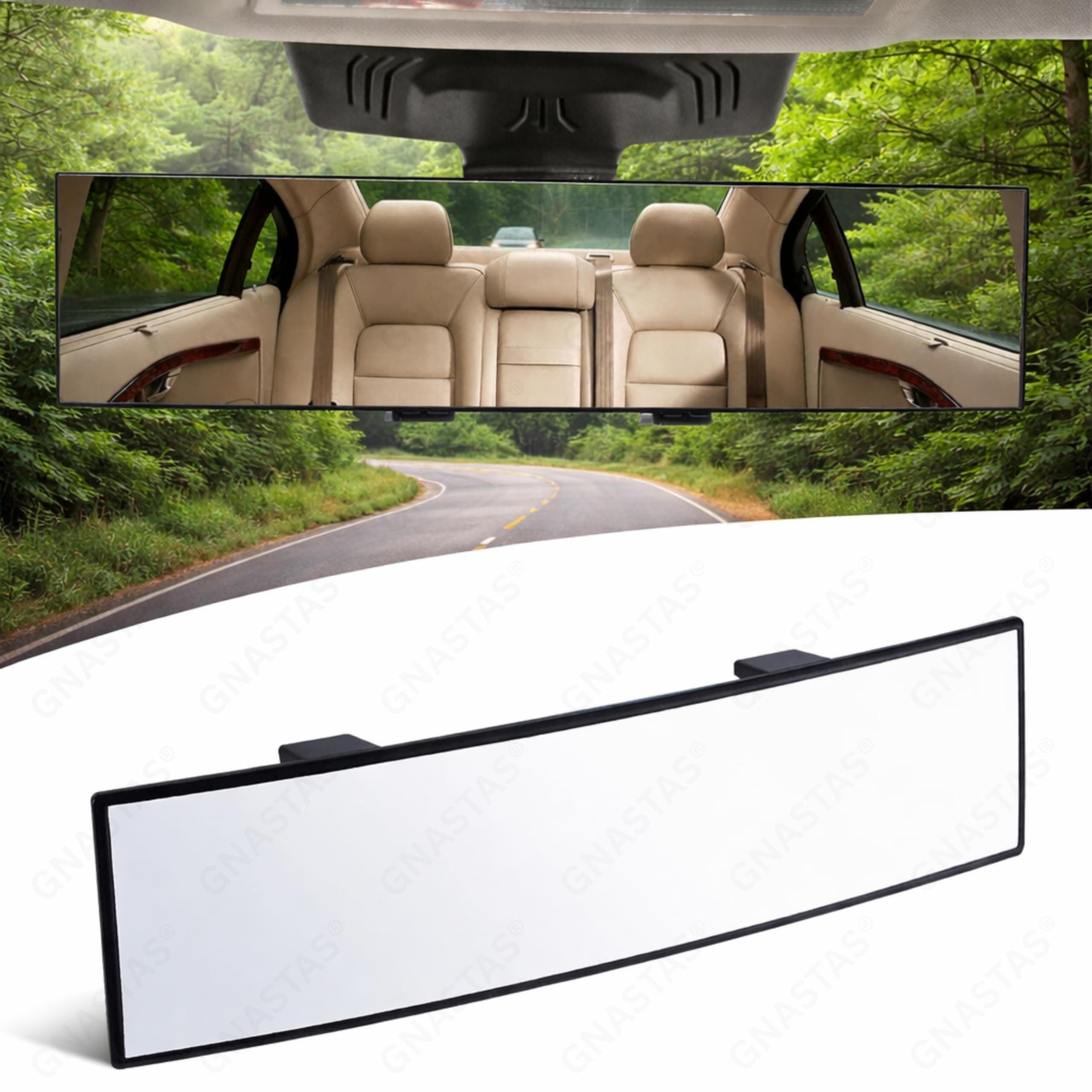 Car Rear View Mirror Interior Mirror Wide Angle Panorama Safety Mirror Interior Mirror Large Vision Mirror 1Pc