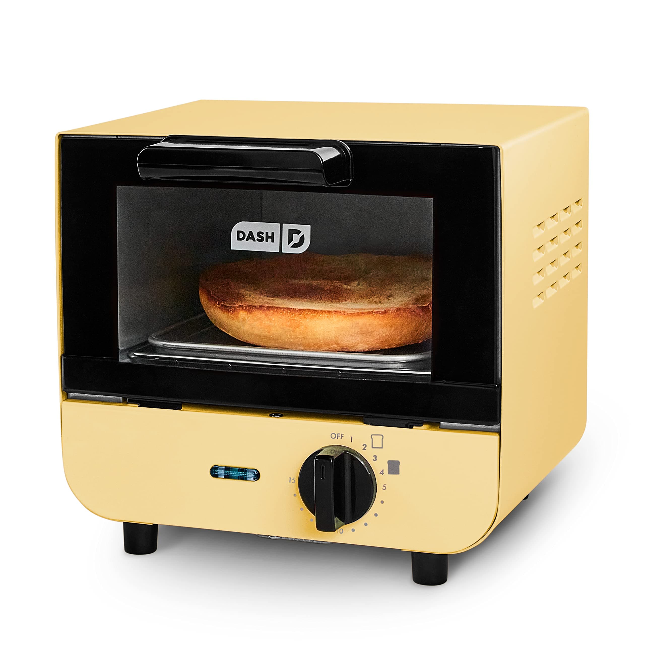 Dash DMTO100GBPY04 Mini Toaster Oven Cooker for Bread, Bagels, Cookies, Pizza, Paninis & More with Baking Tray, Rack, Auto Shut Off Feature, Yellow