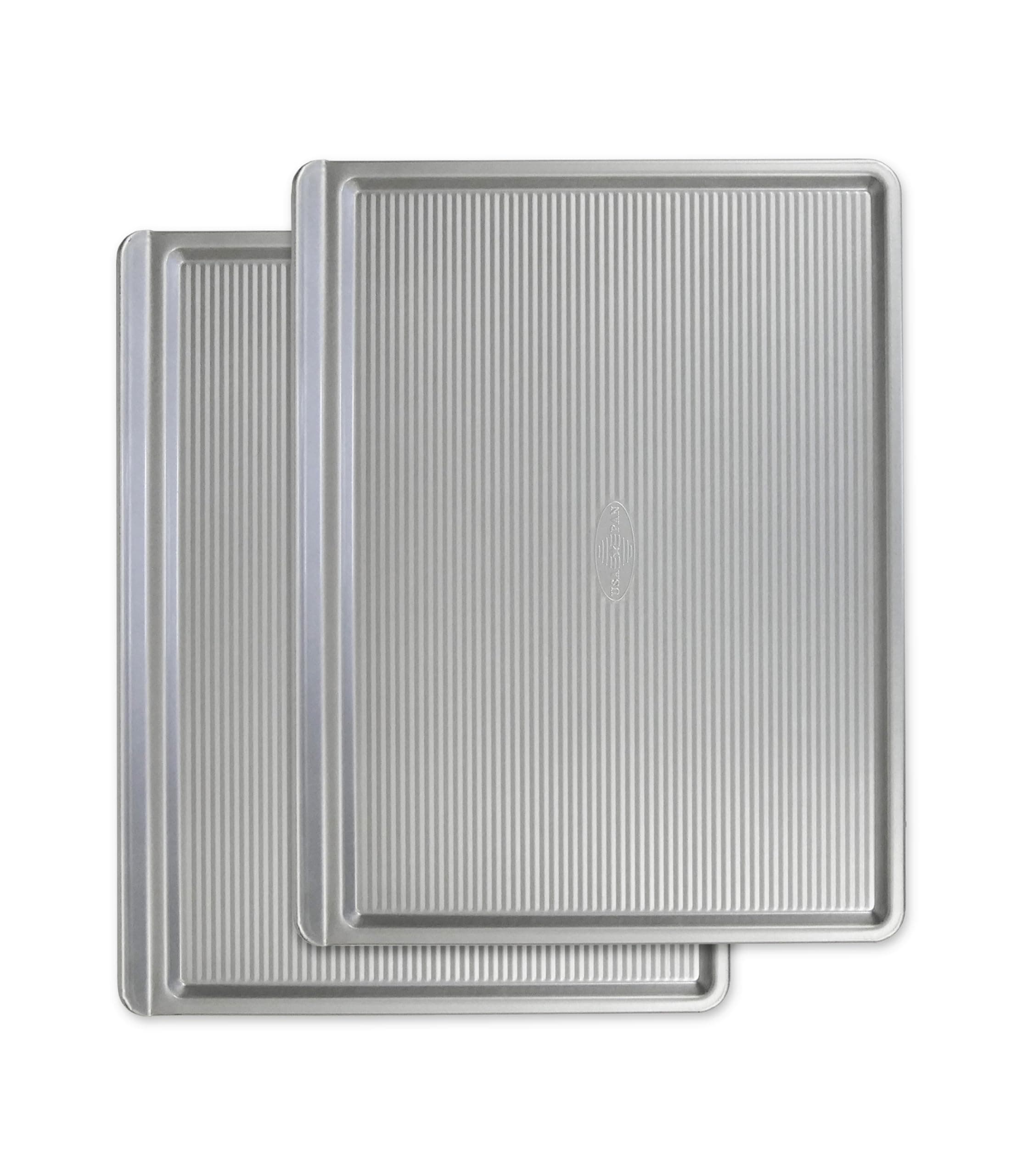 Bakeware Cookie Sheet, Warp Resistant Nonstick Baking Pan, Made in the USA from Aluminized Steel, Large Set of 2
