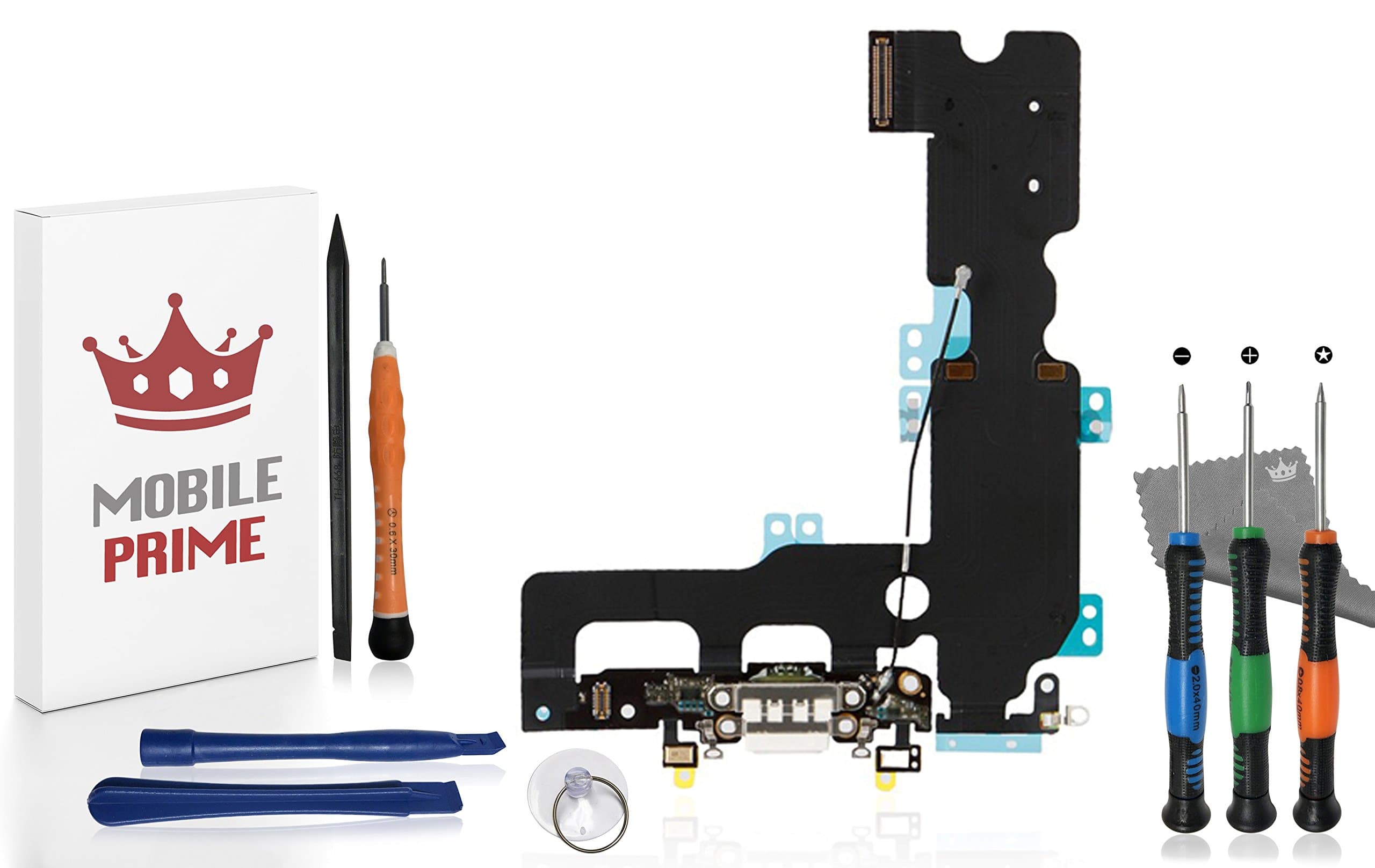 MobilePrime White Charging Port Replacement Kit Compatible for iPhone 7 Plus (A1661, A1784, A1785) Including Pro-Series Repair Tools