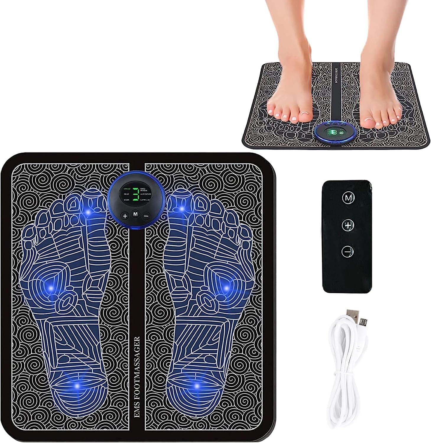 EMS Foot Massager, Foot Massager Machine, Foot Pain Relief Massager, Foot Massagers for Pain and Circulation, EMS Foot Massager and Circulation Booster, Electric Feet Massager Mat Carpet