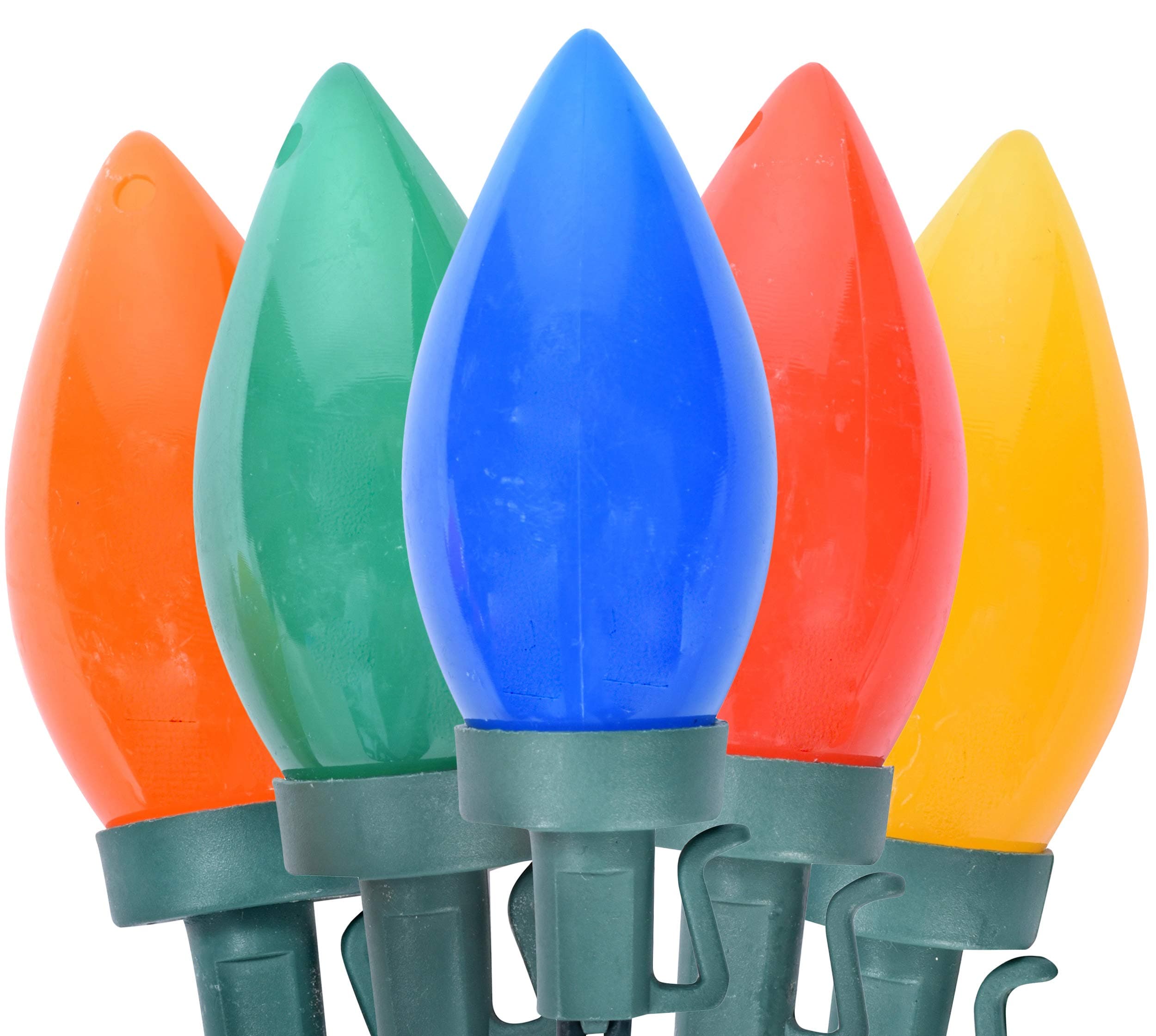 Holiday EssenceC9 LED Christmas String Lights, Multi Colored Incandescent Bulbs, Green Wire, for Indoor and Outdoor Decorative Use - 50 Count, UL Listed