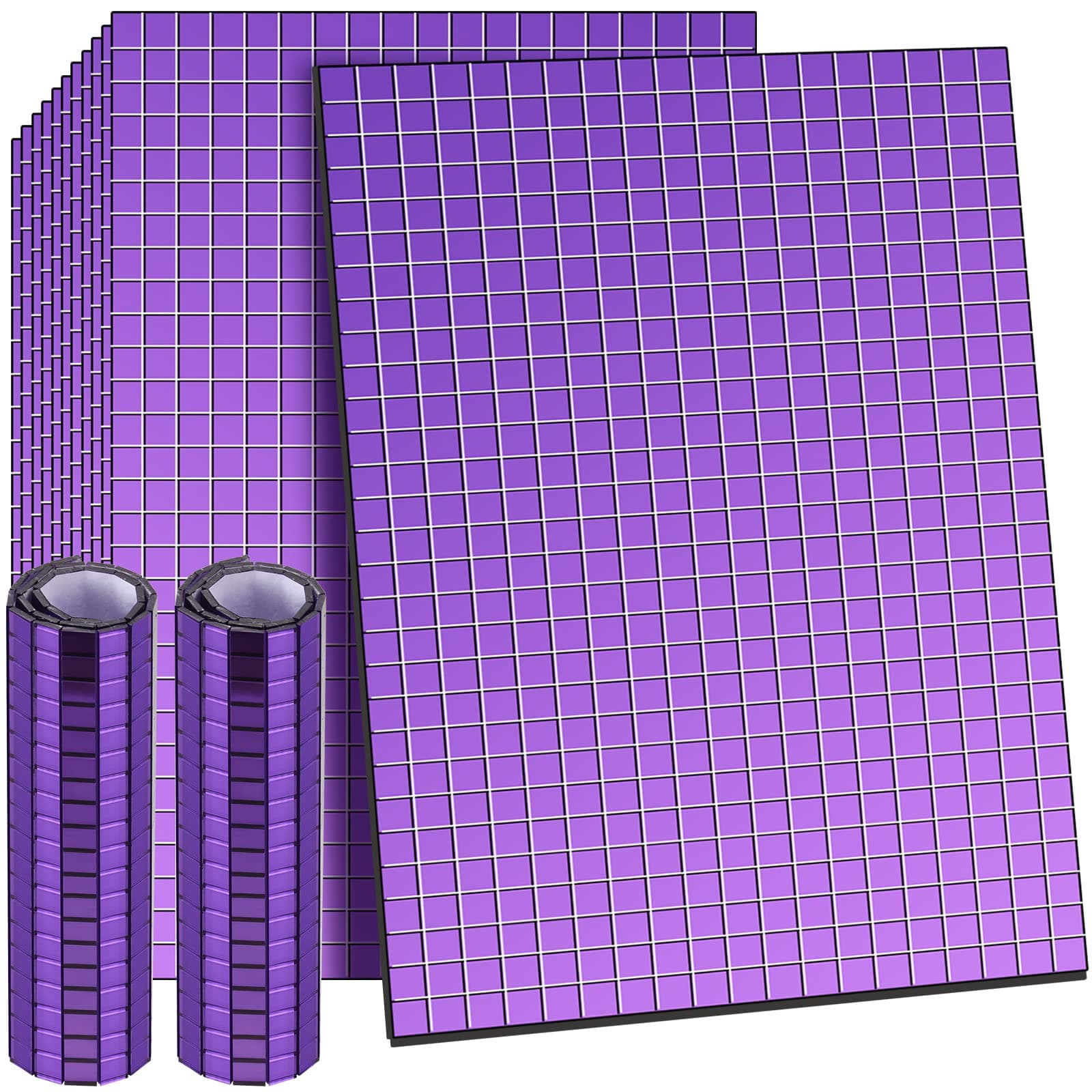 Self-Adhesive Disco Mirror Tiles Mosaic Tiles for DIY Craft Projects, 5 x 5 mm(Purple,7200 Pieces)