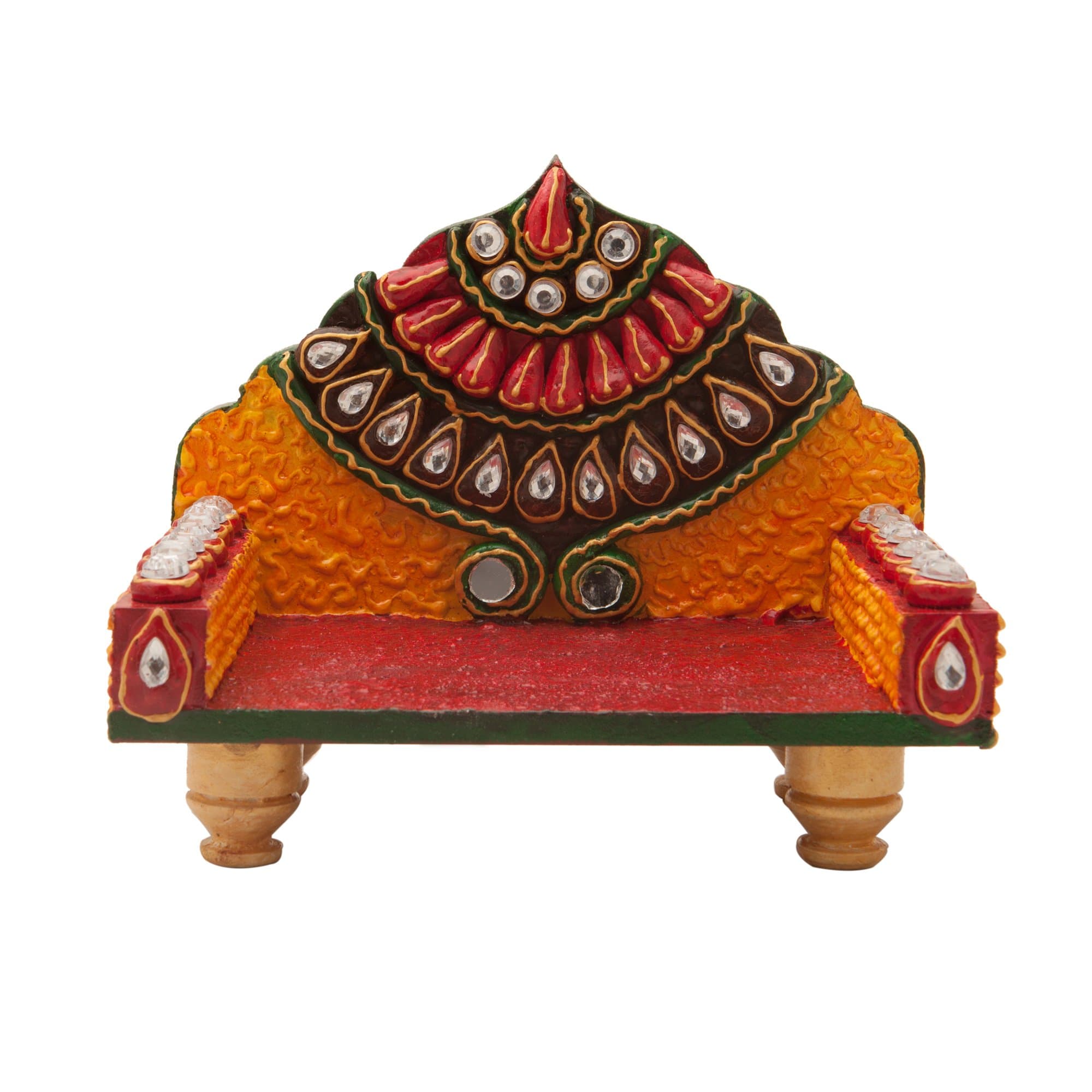 EtsiBitsi Wood Singhasan For Idol, 4X6X4 Inches, Multicolour