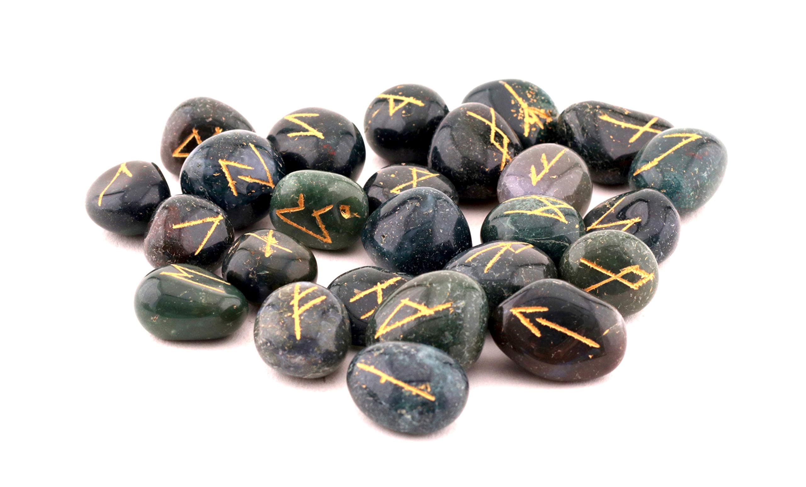 Dharohar Handicrafts Rune, Crystals and Healing Stones Rune Set, Wicca Divination Rune Stones,Viking Runes,Pagan and Witchcraft Supplies,Runes for Beginners, Blood Stone