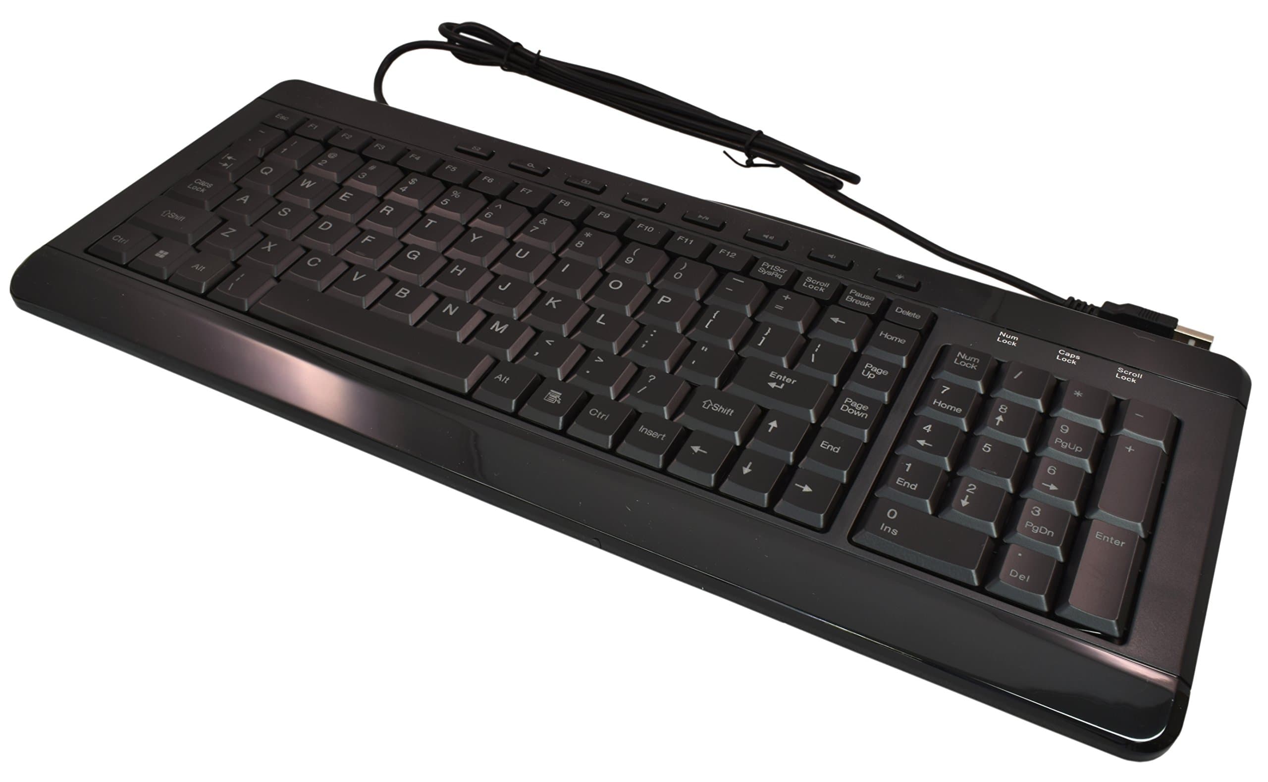 Azend Group W-9868BL USB Backlit Blue LED Multimedia Keyboard (Piano Black)