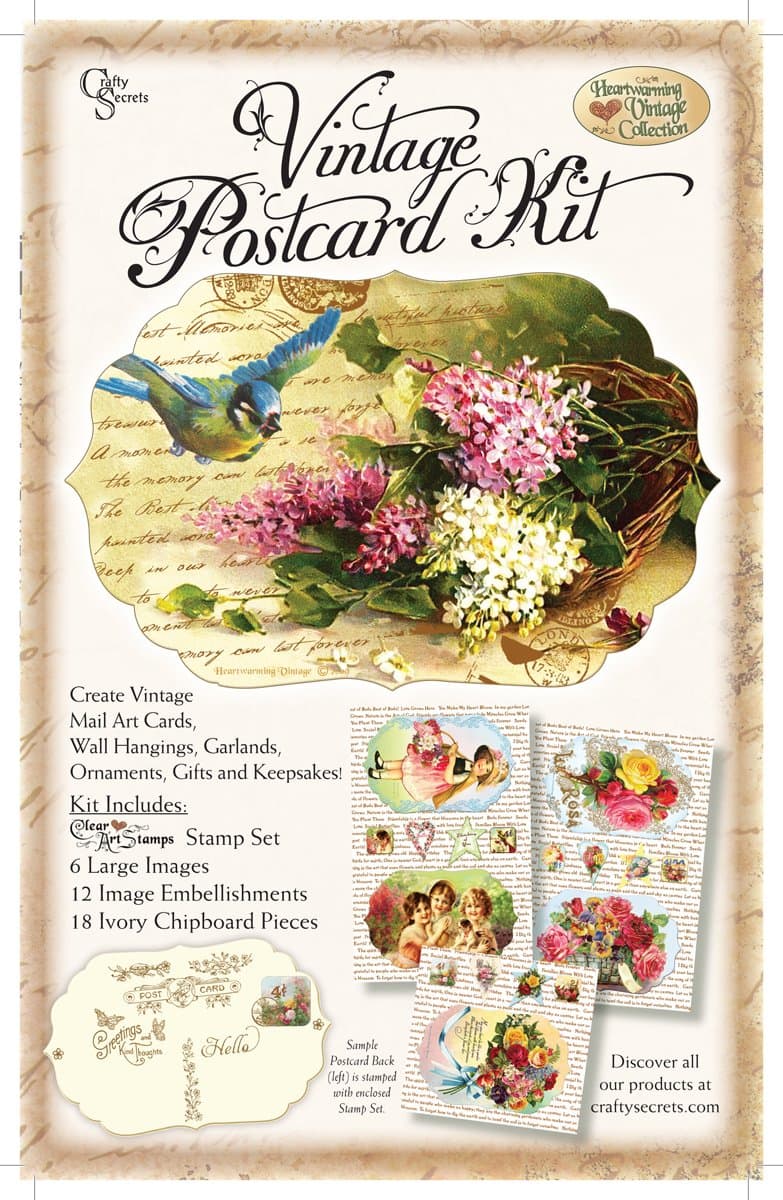 Crafty Secrets Heartwarming Vintage Postcard Kit, Best Buds