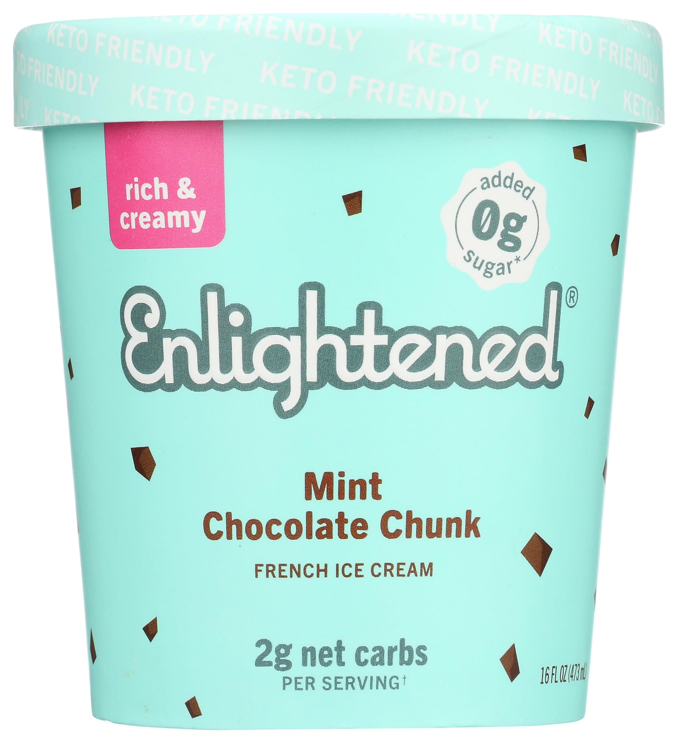 Enlightened, Mint Chocolate Chunk Keto Ice Cream, 16 fl oz (Frozen)